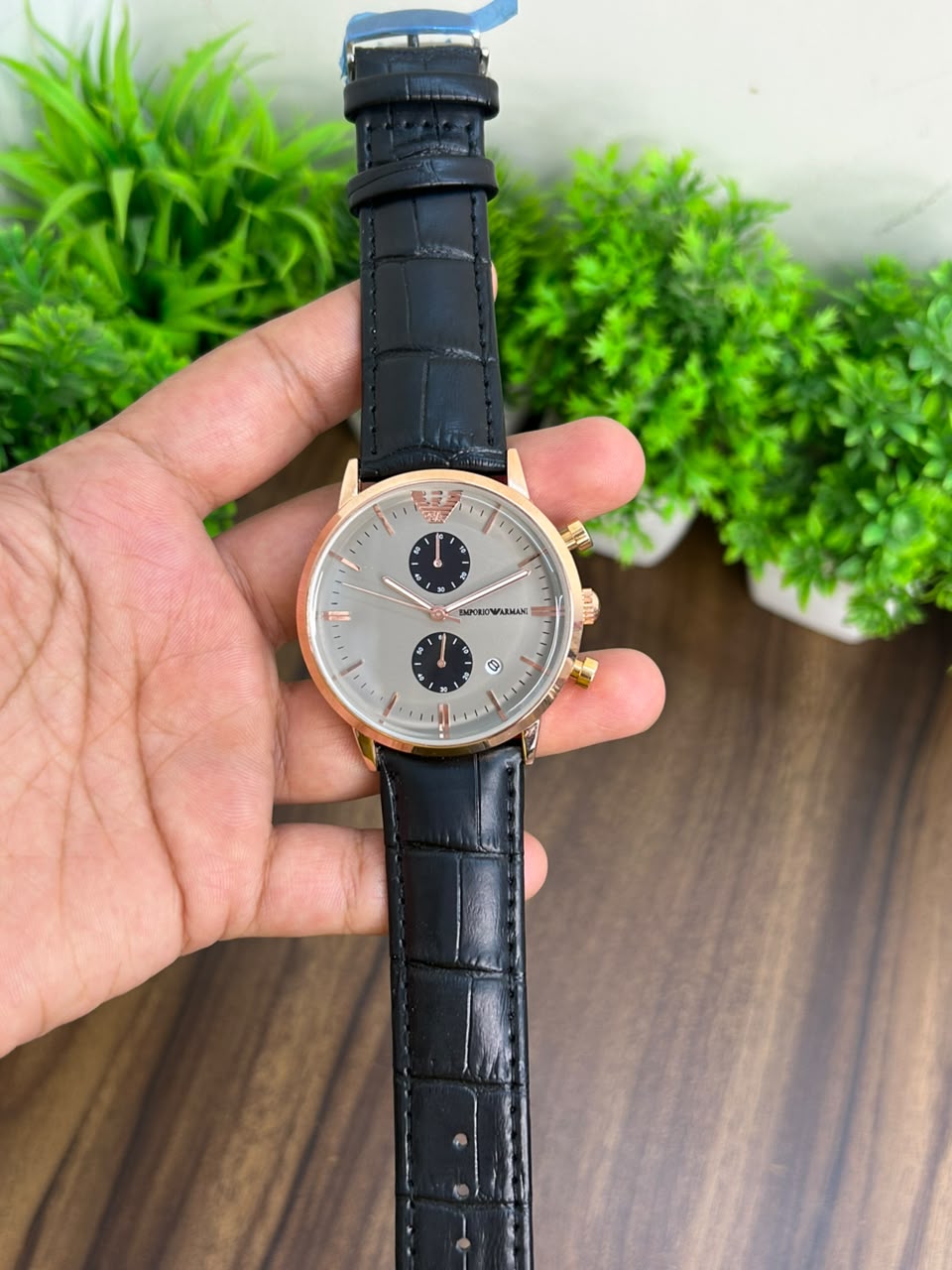 ARMANI CHRONOGRAPH, BLACK STRAP