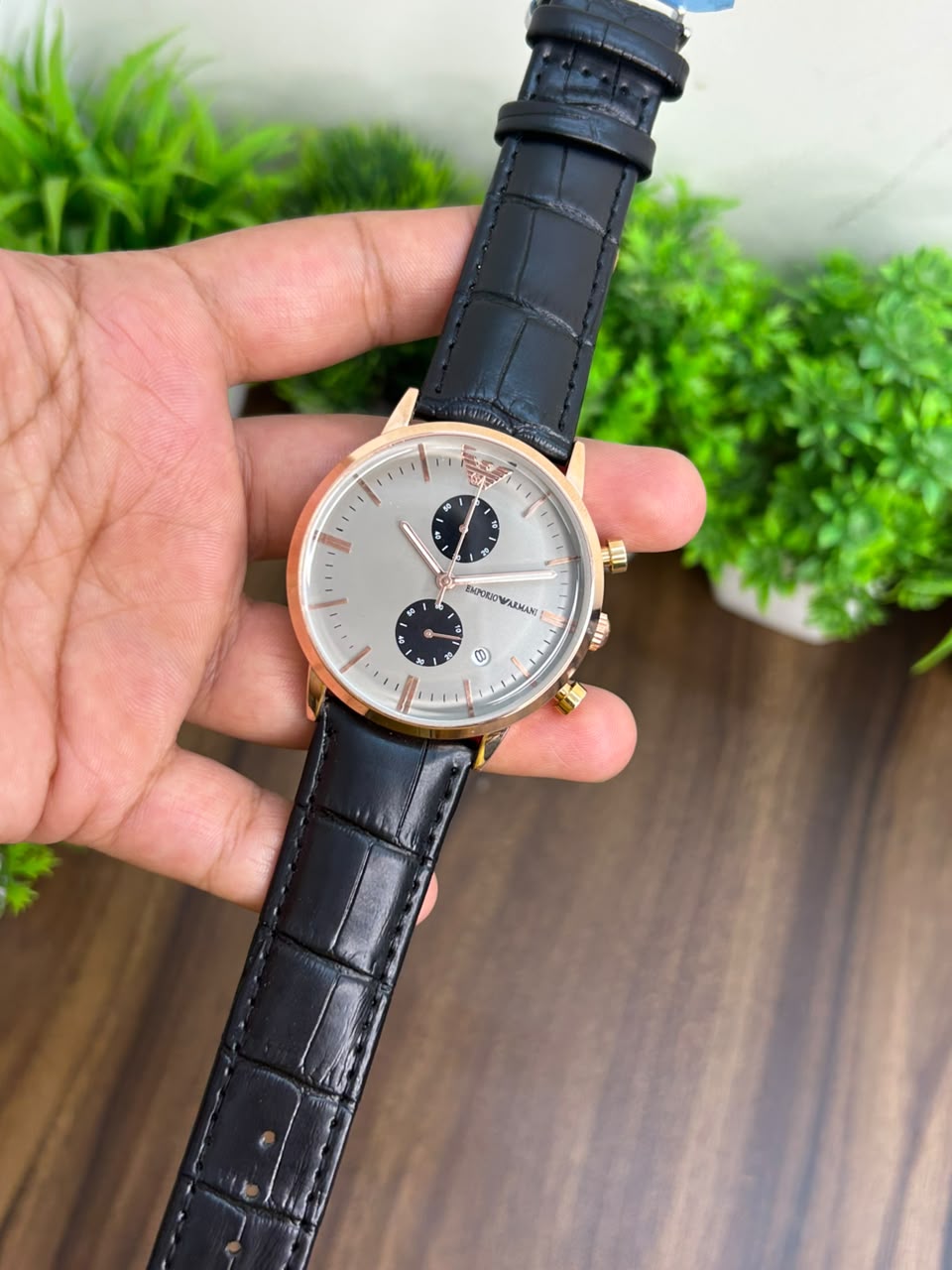 ARMANI CHRONOGRAPH, BLACK STRAP