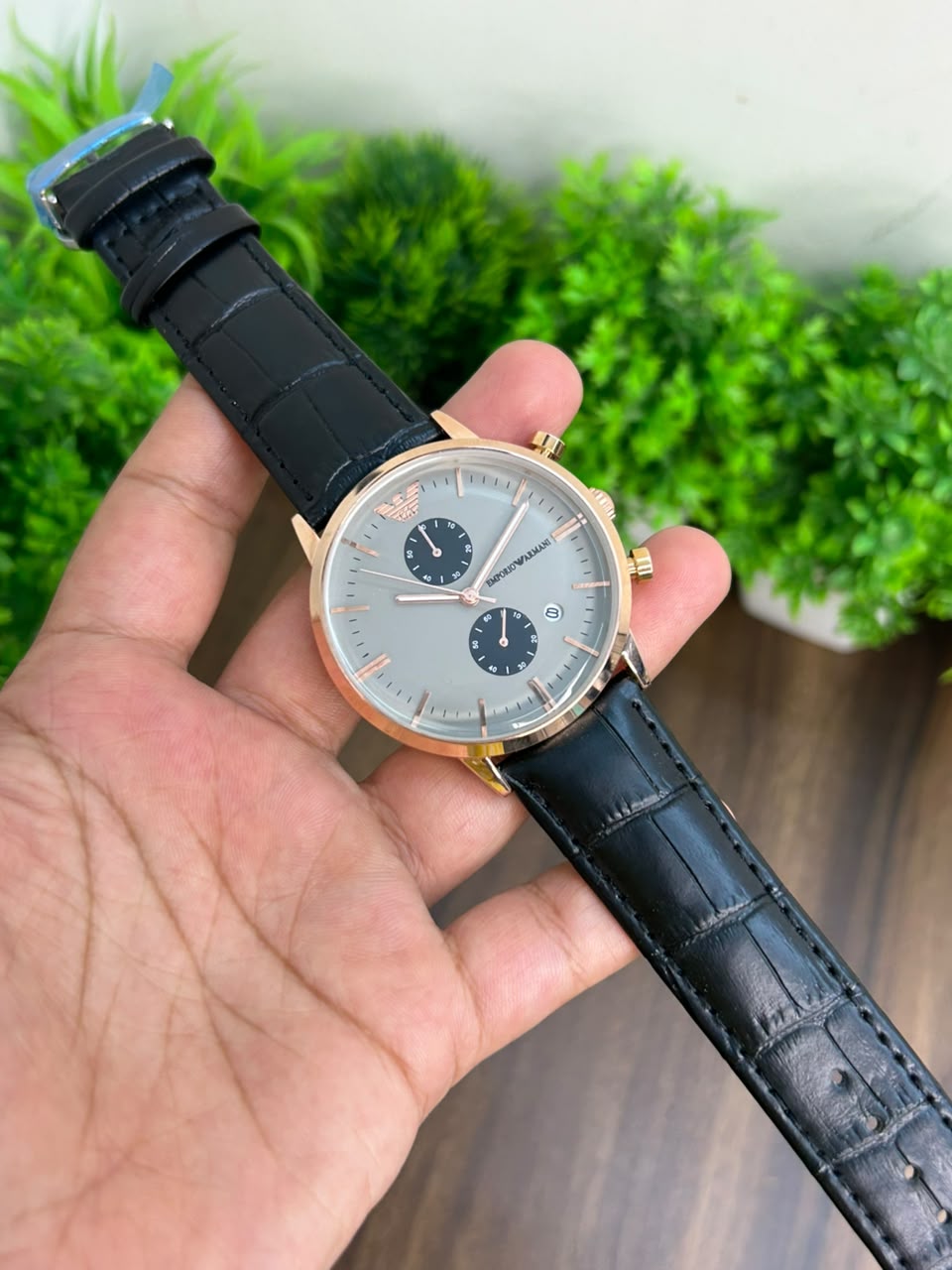 ARMANI CHRONOGRAPH, BLACK STRAP