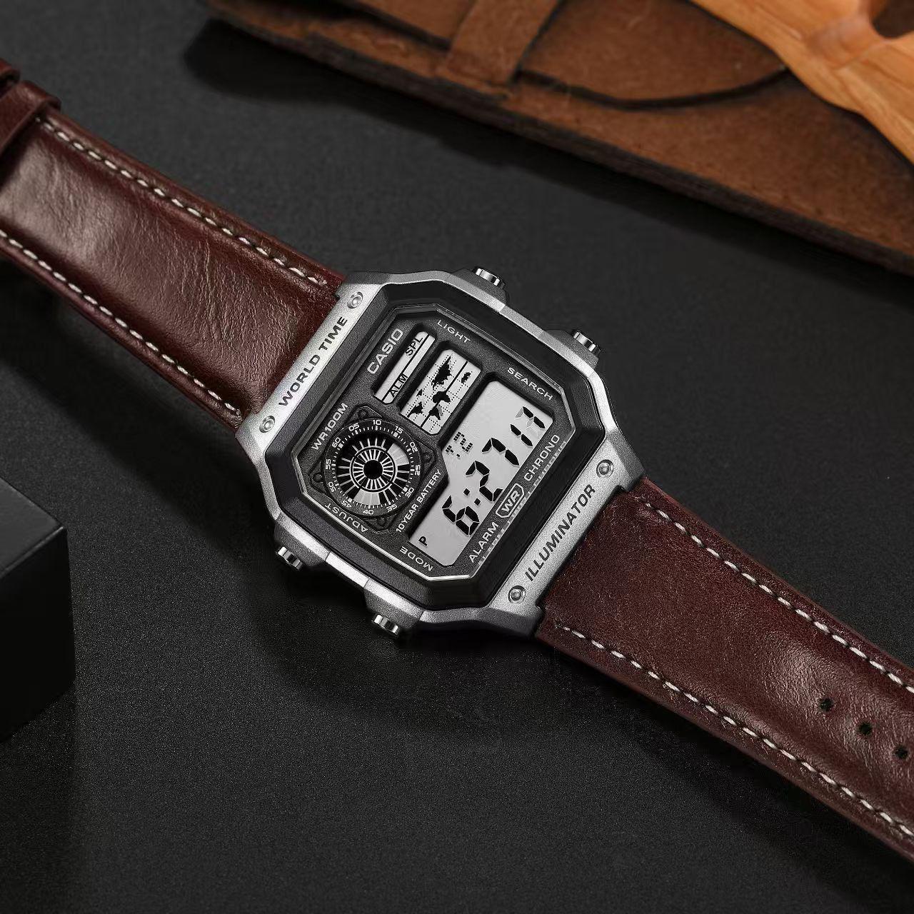 CASIO VINATAGE ILLUMINATOR SILVER WITH BROWN STRAP