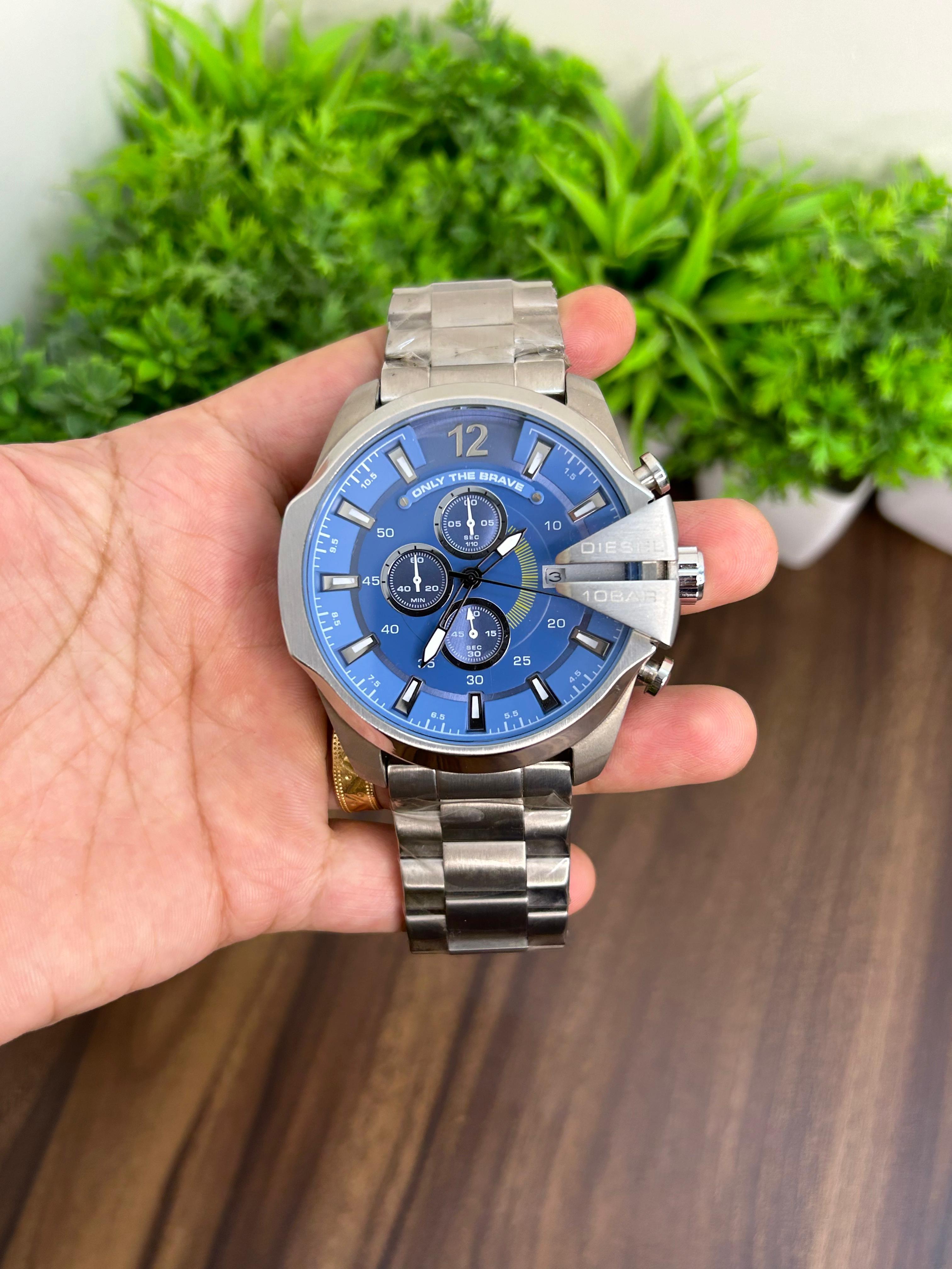 DIESEL 10 BAR JAPANESE, SKYBLUE DIAL WITH SILVER CHAIN