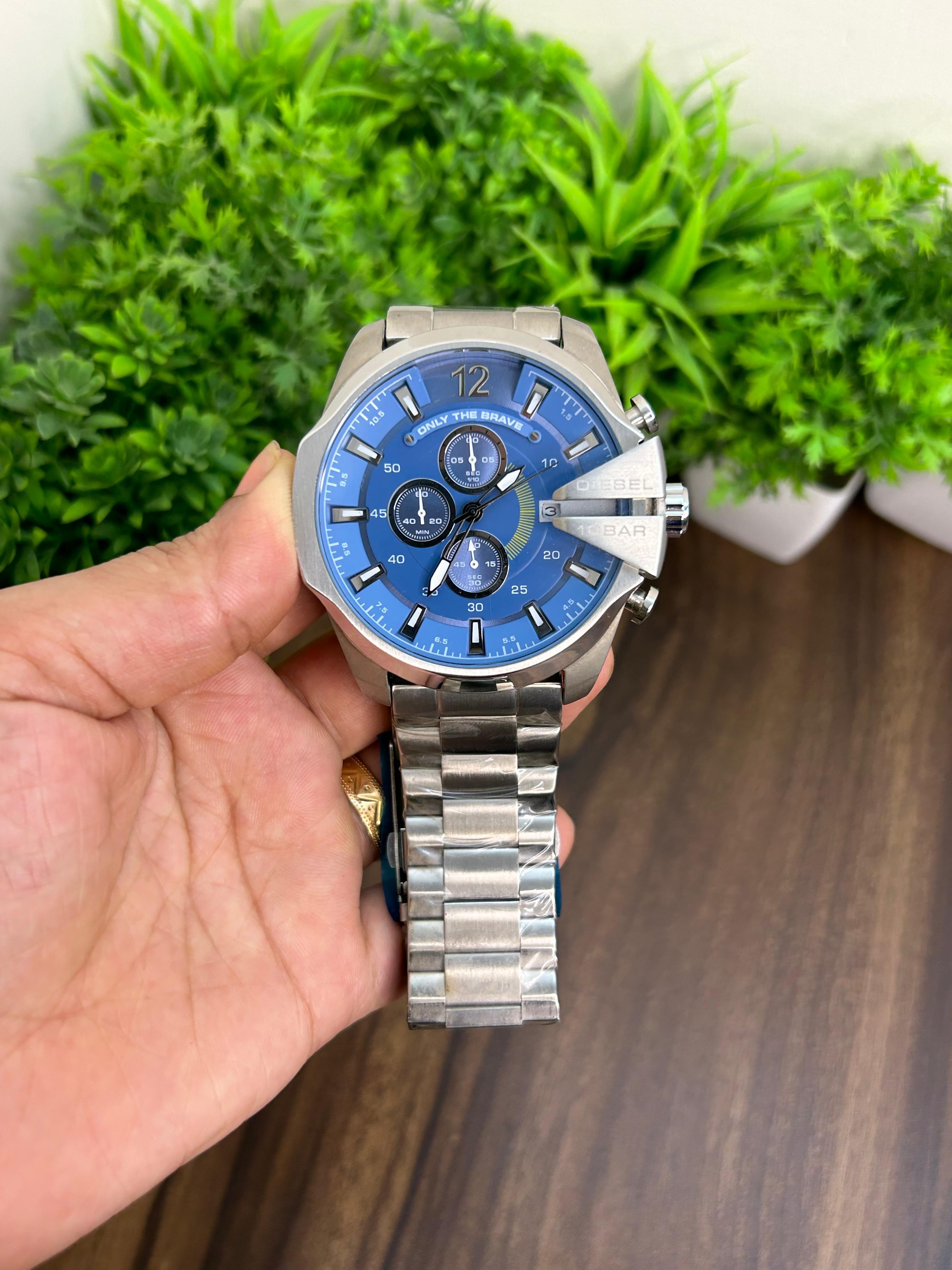 DIESEL 10 BAR JAPANESE, SKYBLUE DIAL WITH SILVER CHAIN