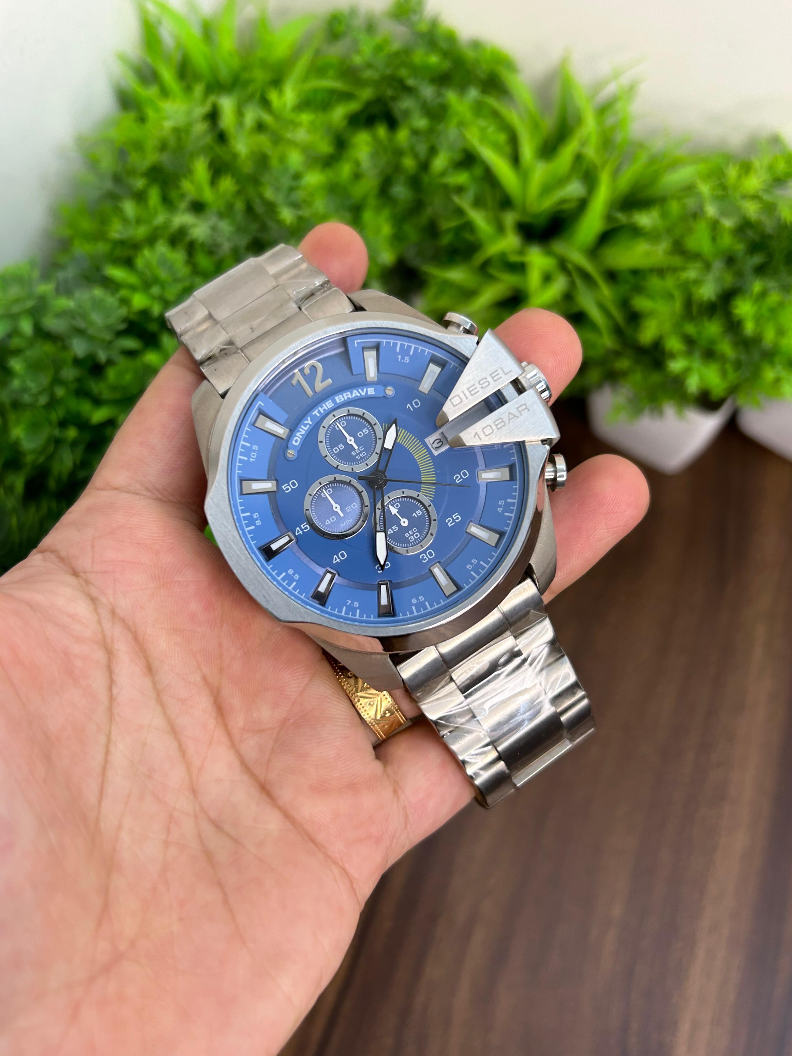 DIESEL 10 BAR JAPANESE, SKYBLUE DIAL WITH SILVER CHAIN