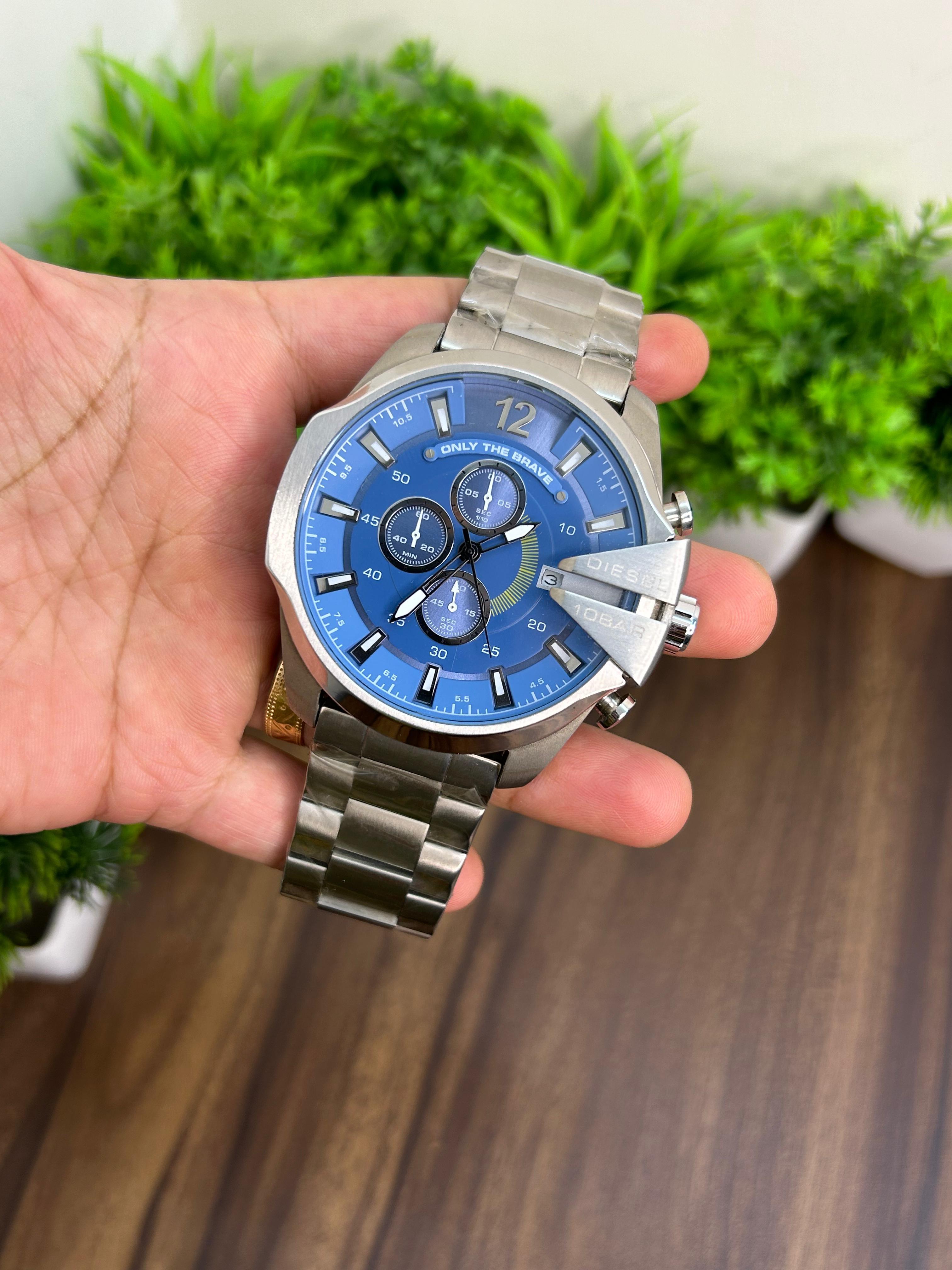 DIESEL 10 BAR JAPANESE, SKYBLUE DIAL WITH SILVER CHAIN