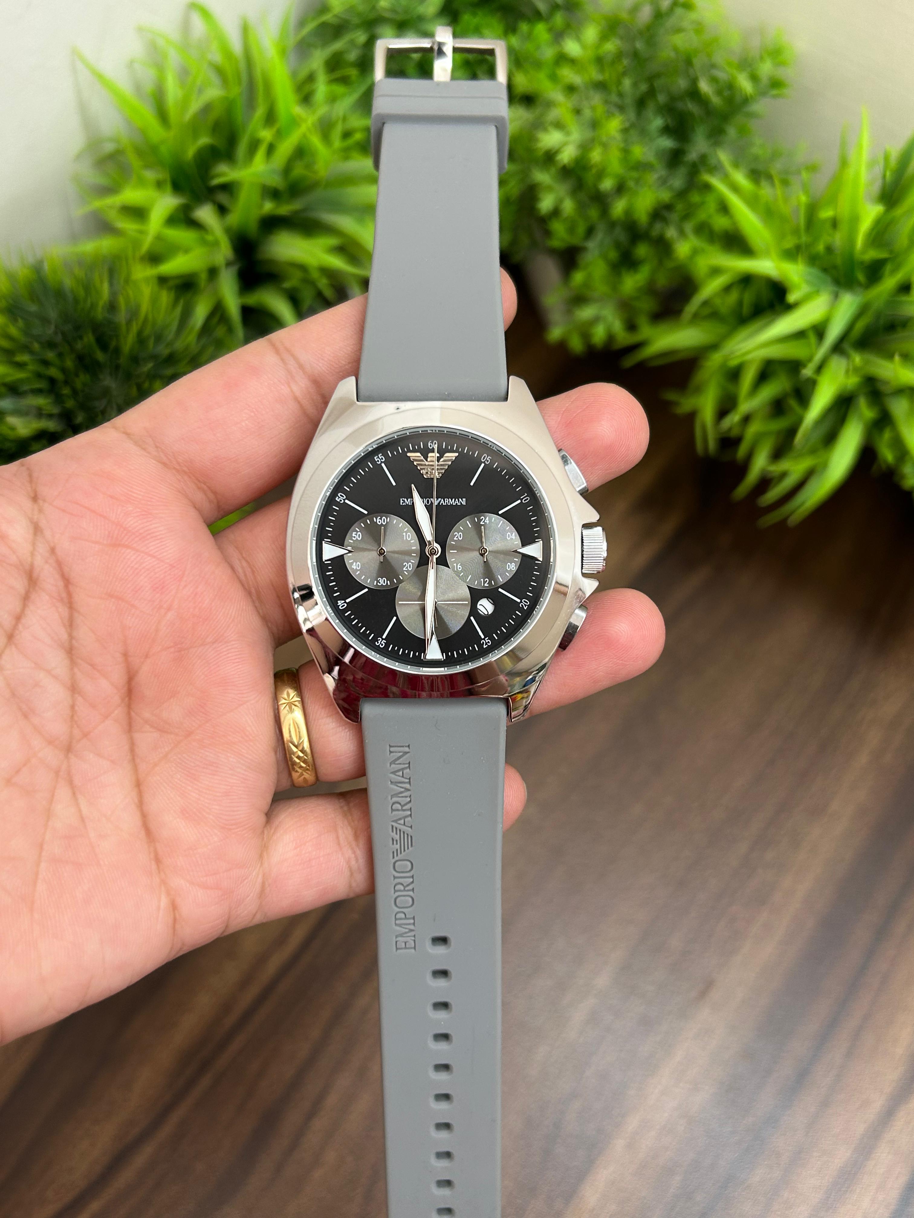EMPORIO ARMANI BLACK WITH GREY STRAP