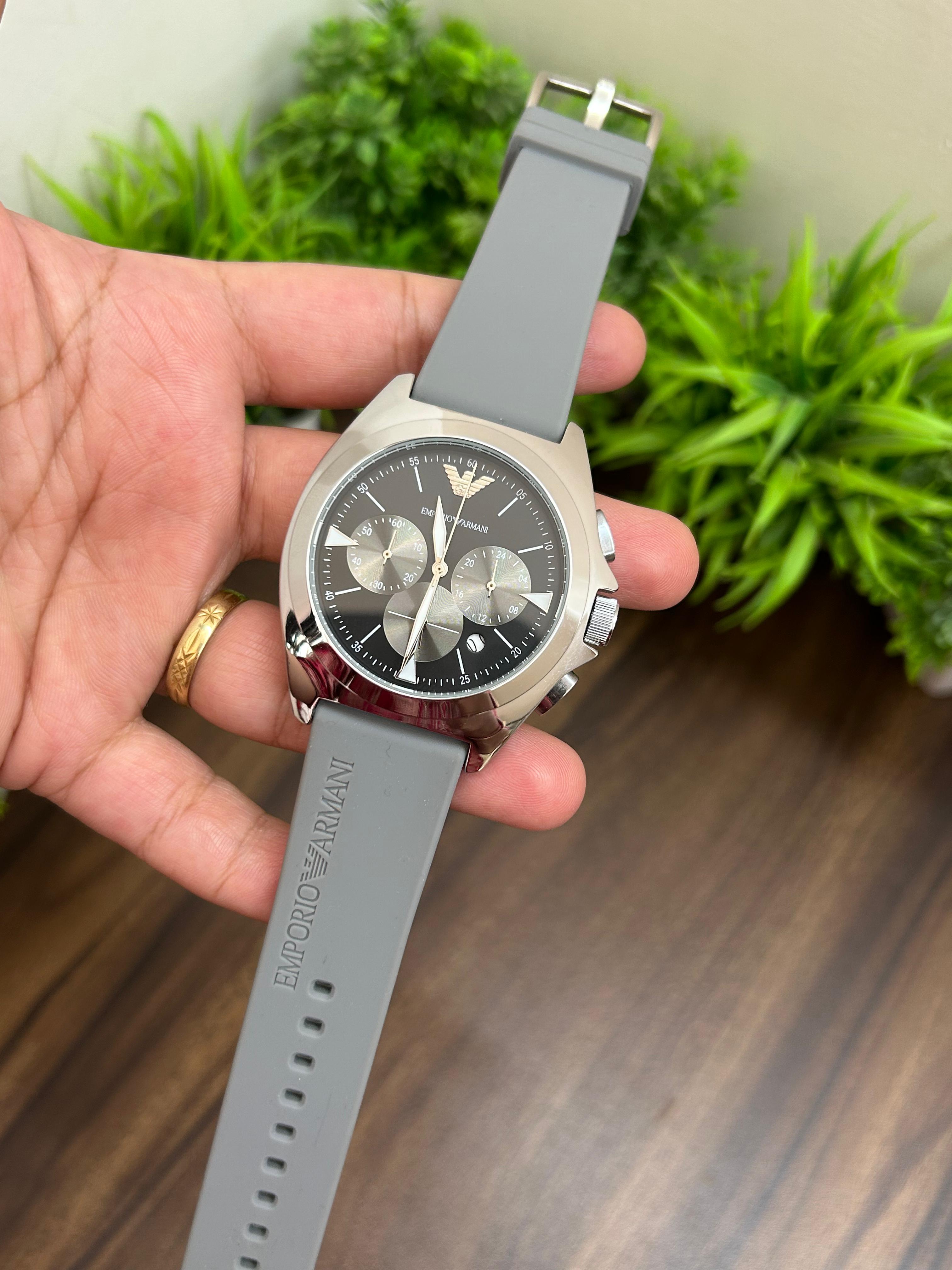 EMPORIO ARMANI BLACK WITH GREY STRAP