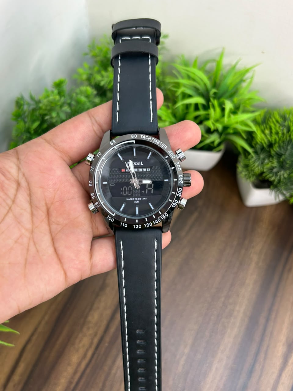FOSSIL ANALOG + DIGITAL, ALL BLACK
