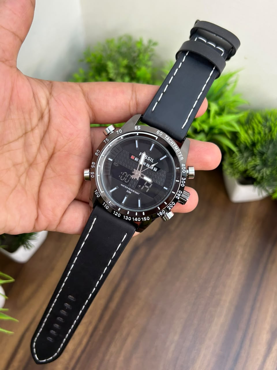 FOSSIL ANALOG + DIGITAL, ALL BLACK