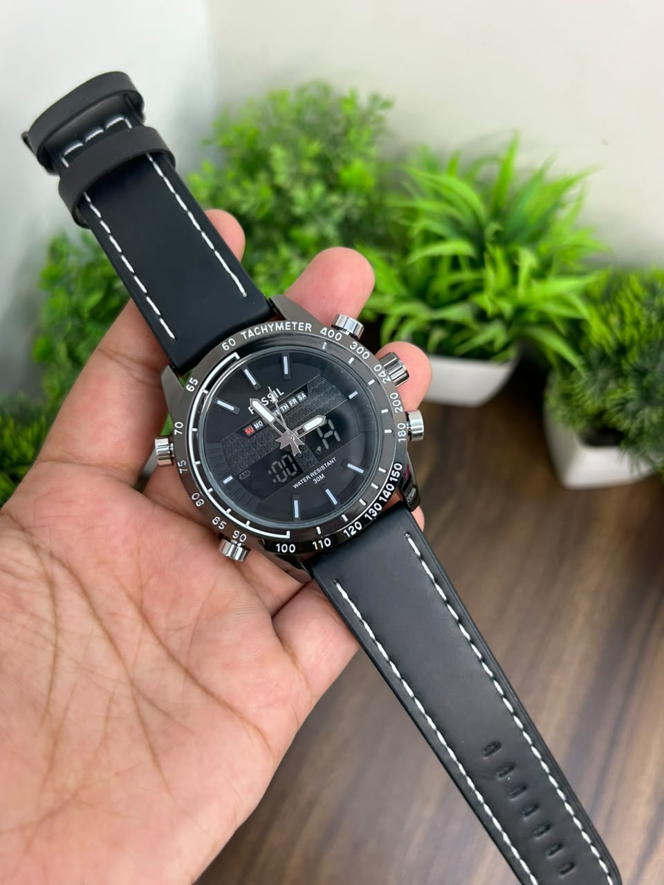 FOSSIL ANALOG + DIGITAL, ALL BLACK
