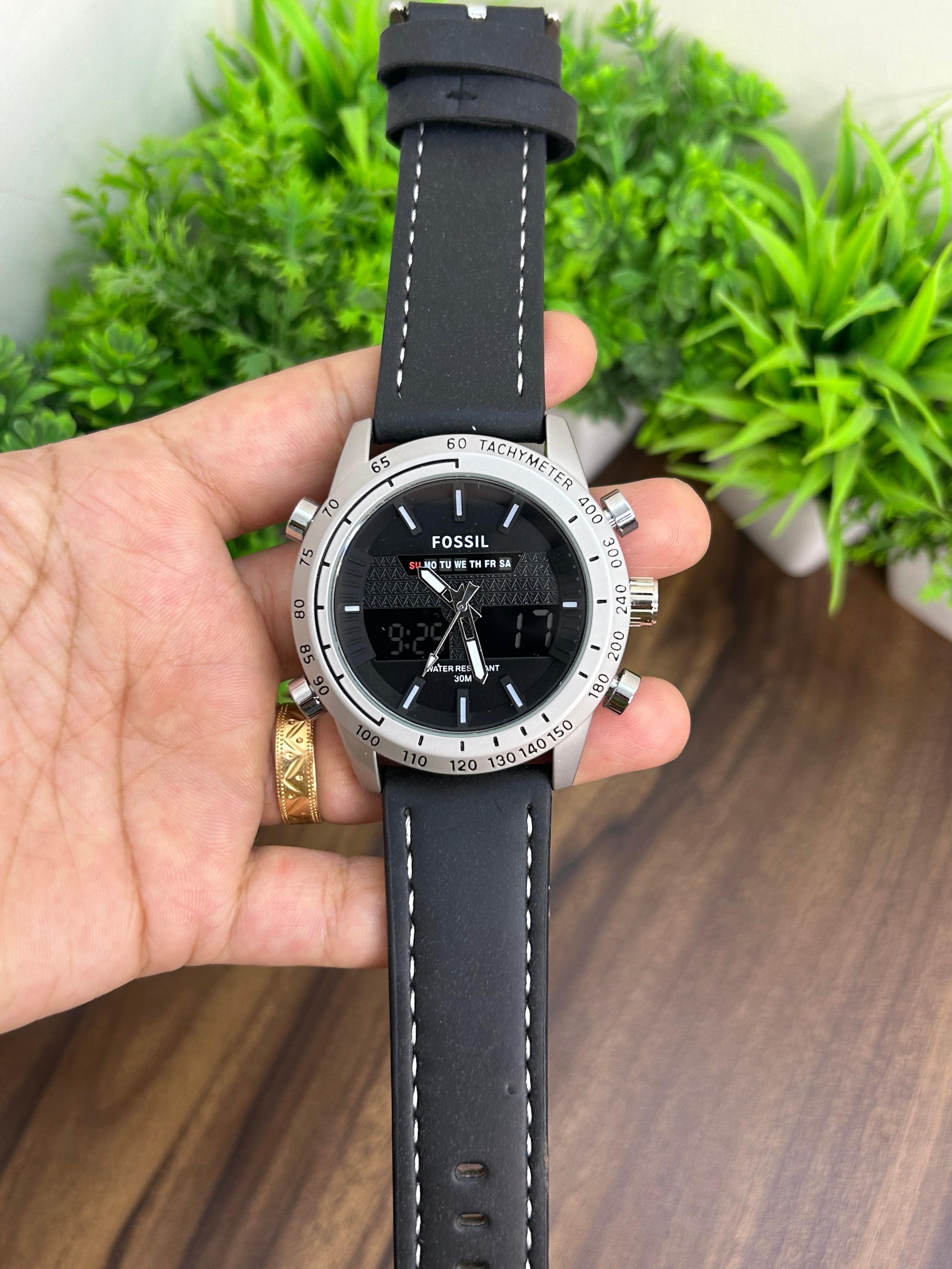 FOSSIL ANALOG + DIGITAL, SILVER BLACK