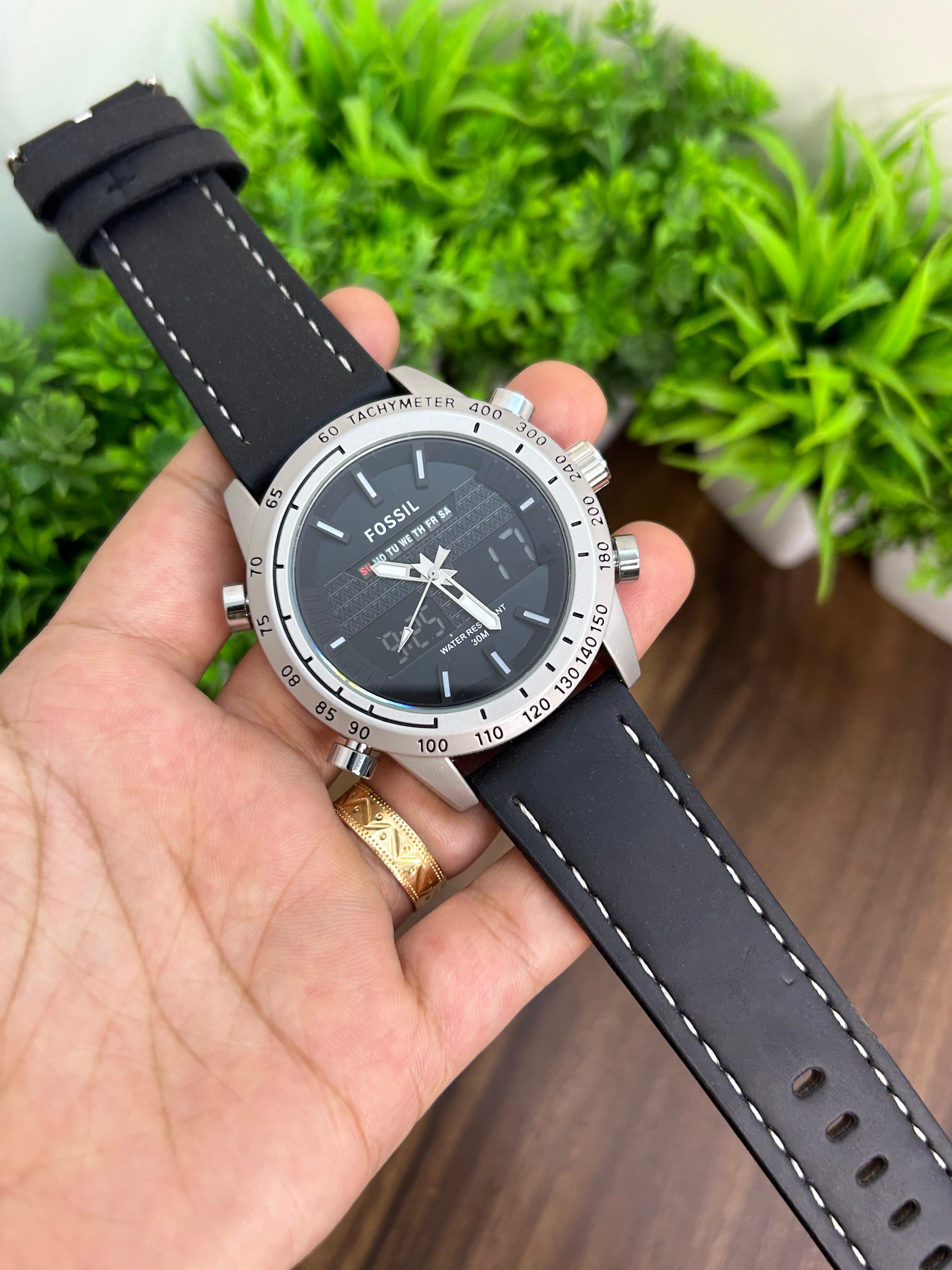 FOSSIL ANALOG + DIGITAL, SILVER BLACK