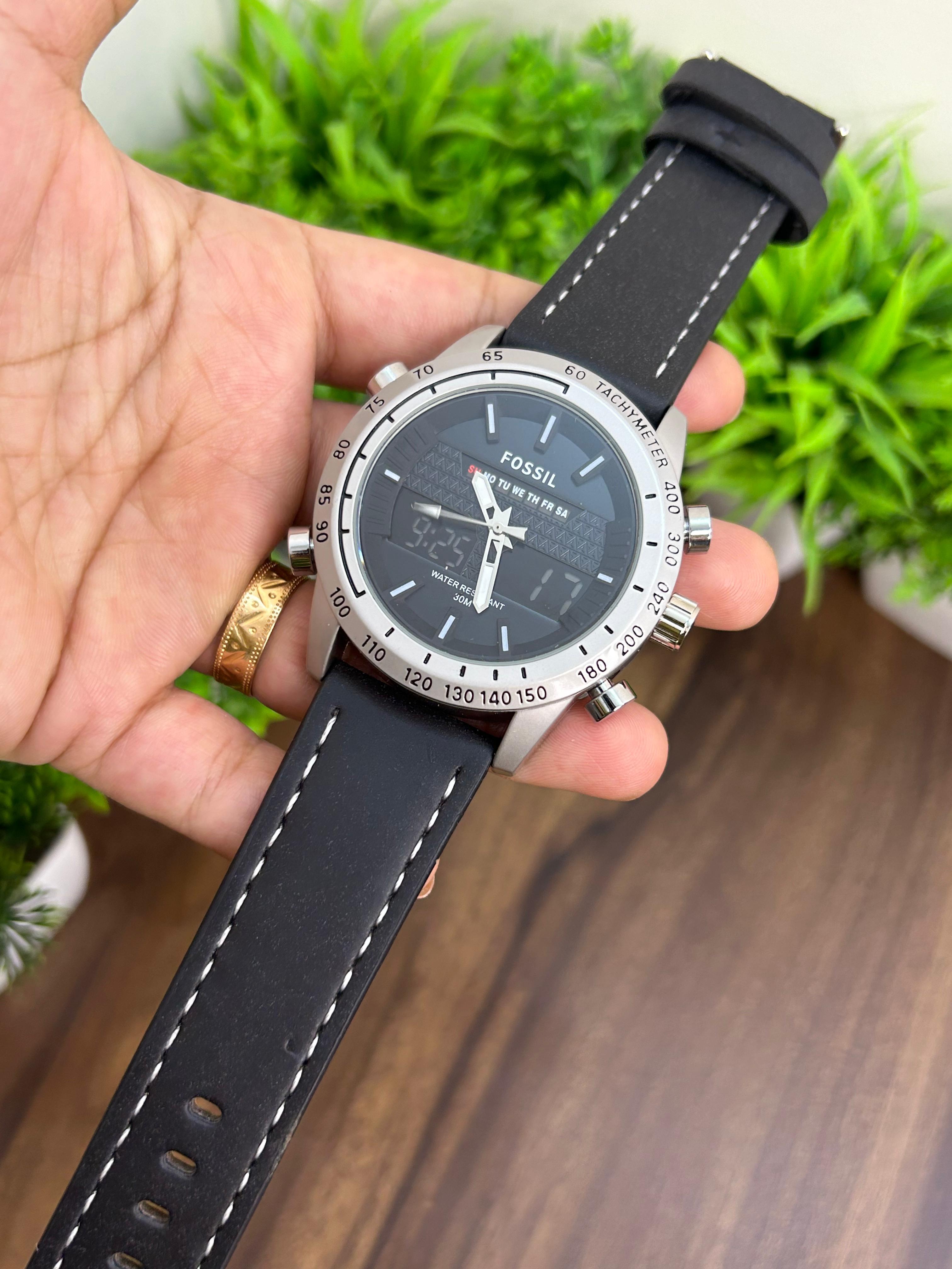 FOSSIL ANALOG + DIGITAL, SILVER BLACK