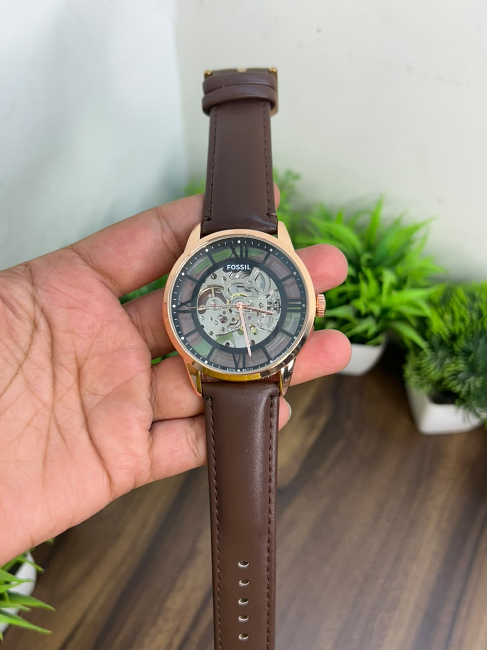 FOSSIL AUTOMATIC, BROWN STRAP