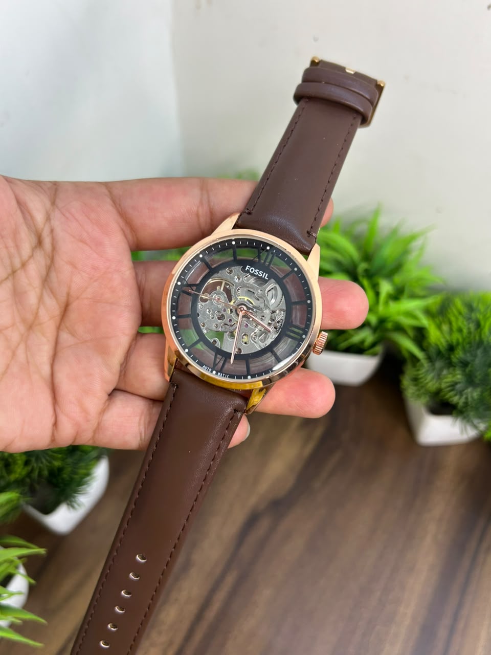 FOSSIL AUTOMATIC, BROWN STRAP