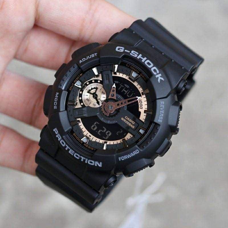 GSHOCK GA-110RG-1A, BLACK BODY WITH ROSE FIGURE