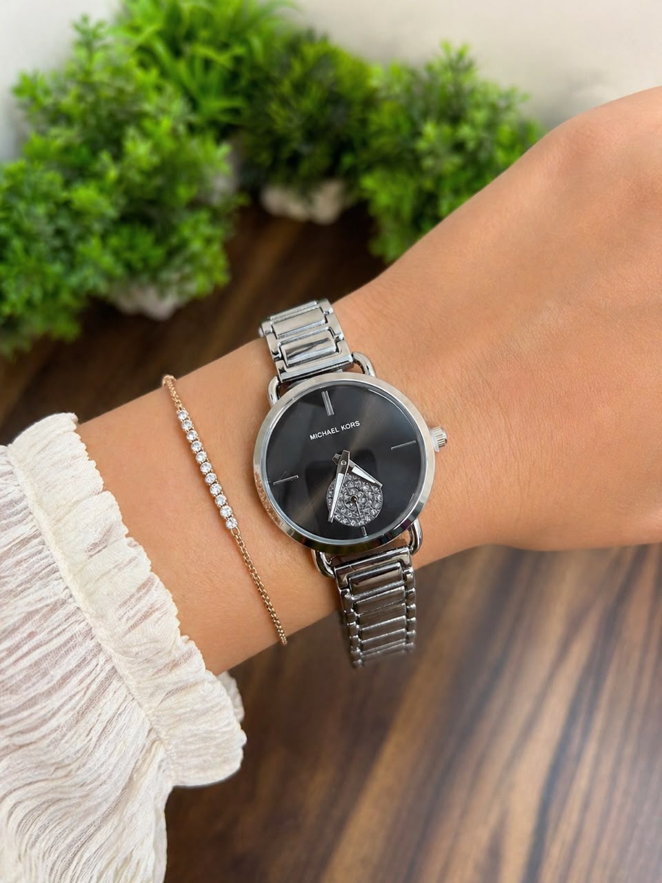 MK FOR LADIES PORTIA BLACK-SILVER