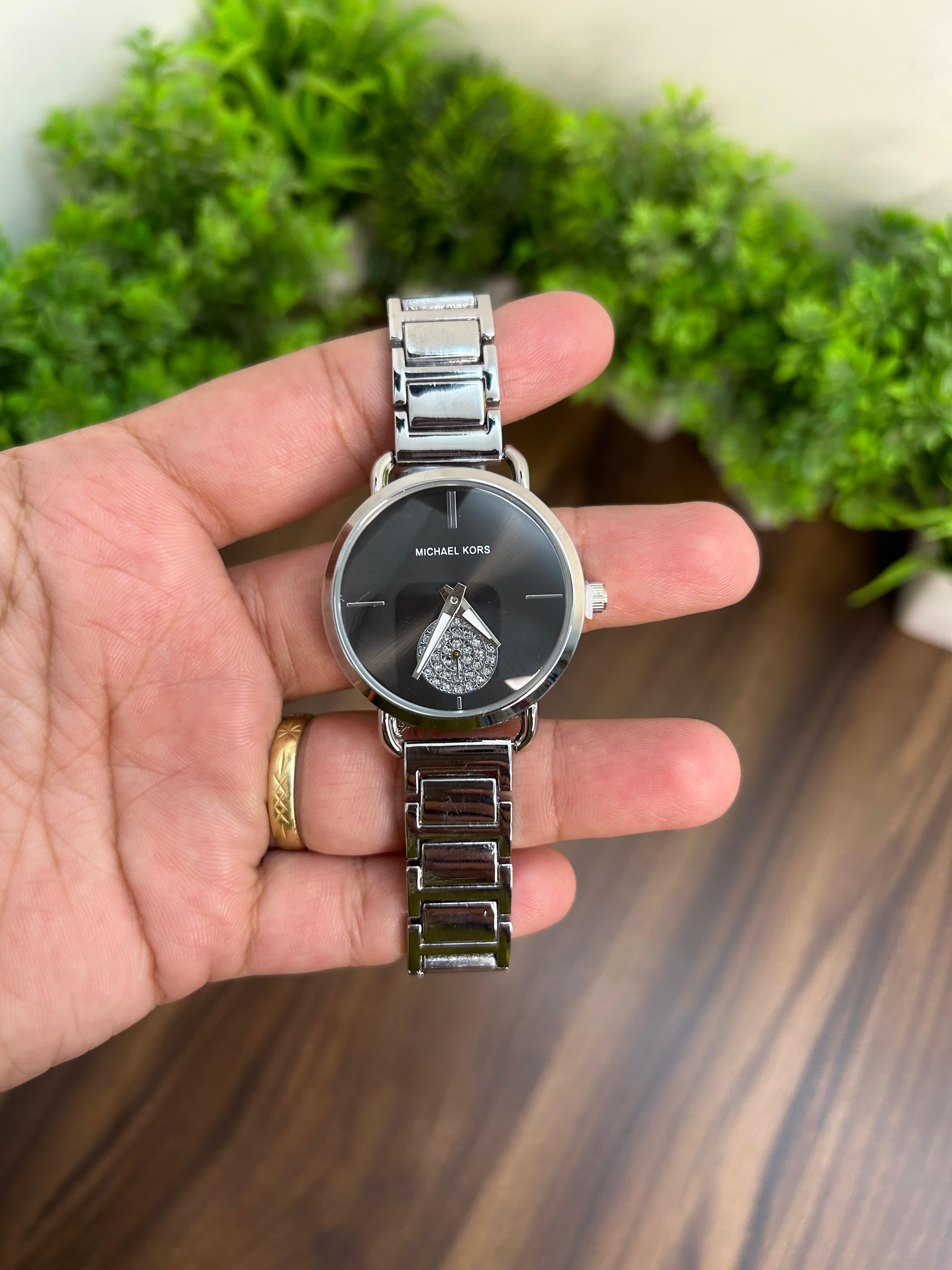 MK FOR LADIES PORTIA BLACK-SILVER