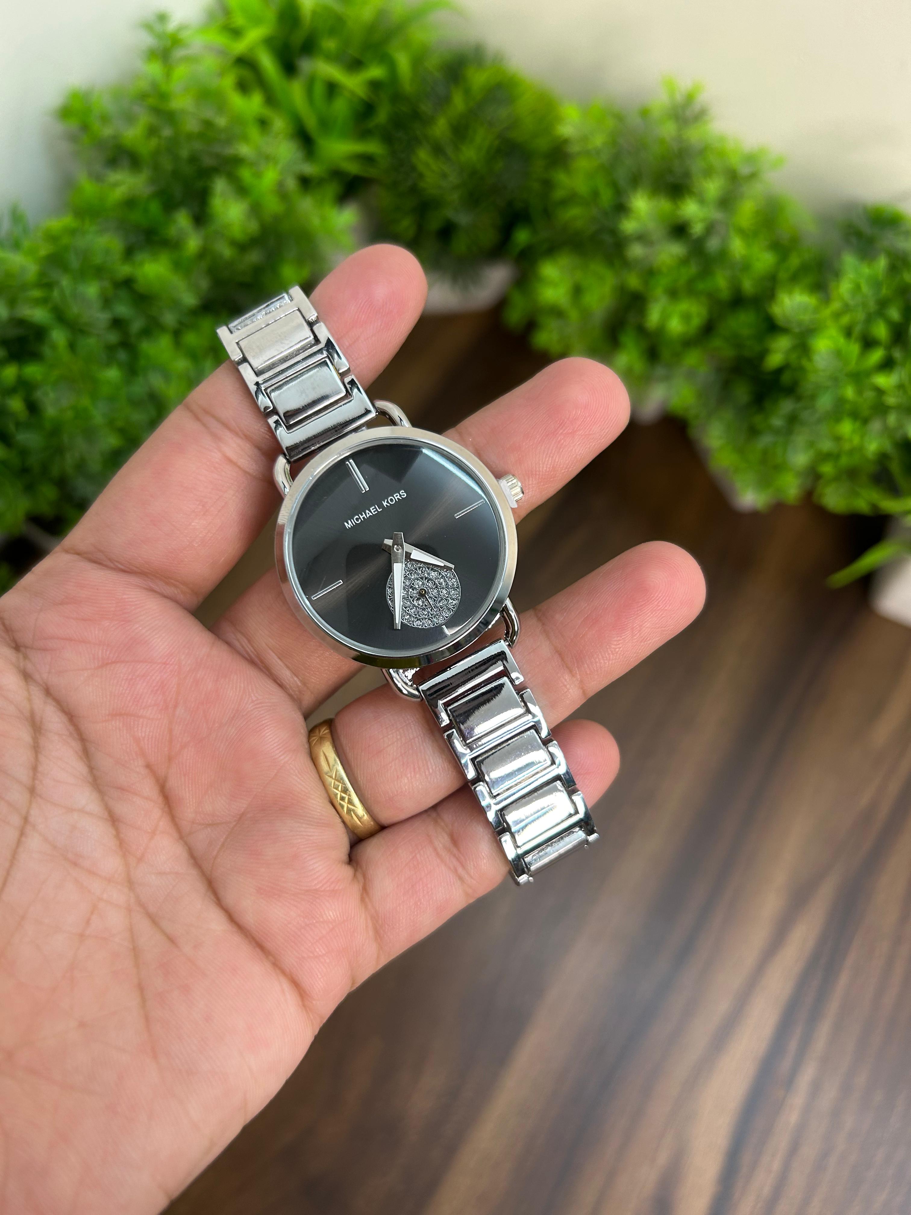 MK FOR LADIES PORTIA BLACK-SILVER