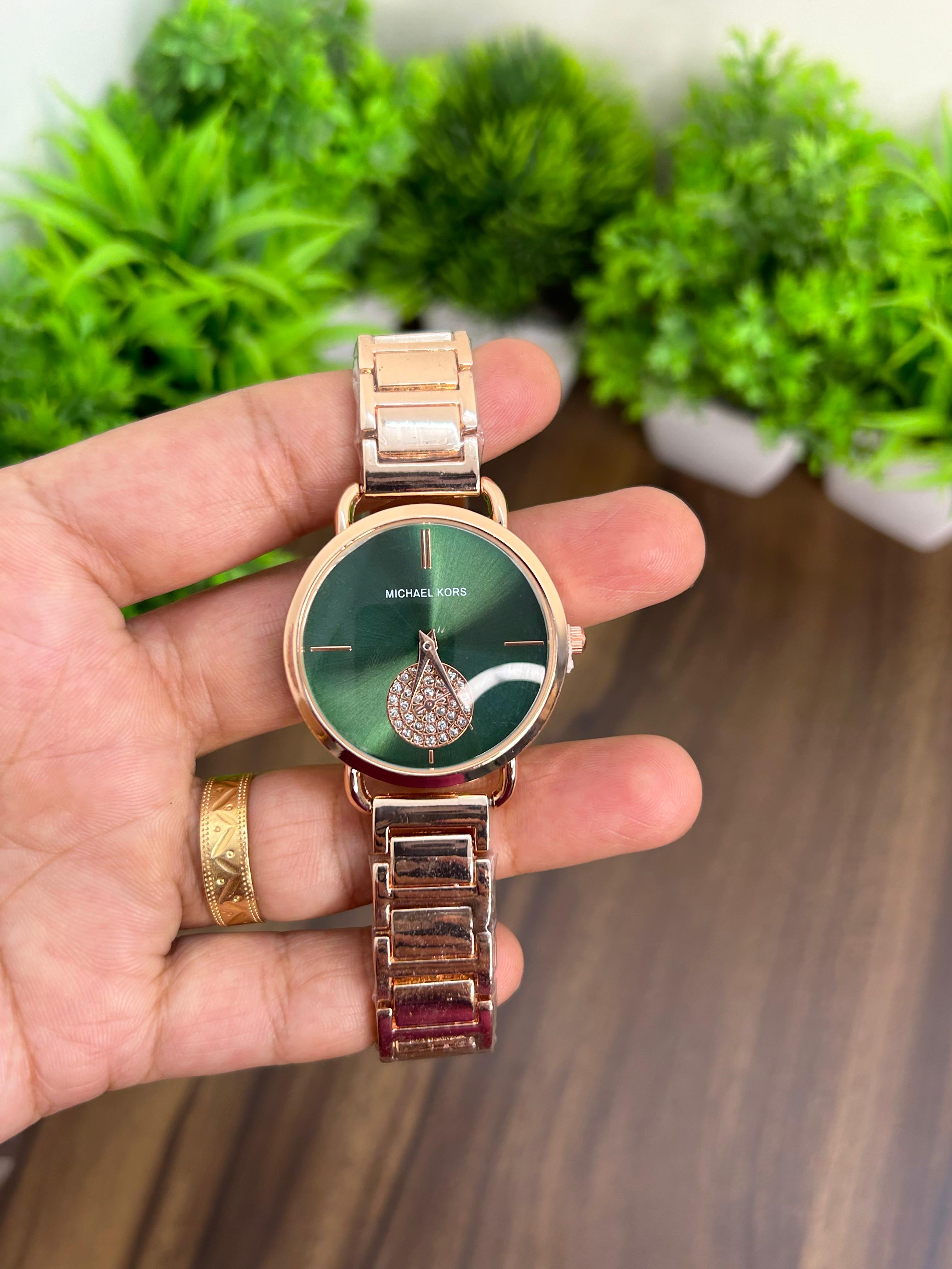 MK FOR LADIES PORTIA ROSEGOLD- GREEN