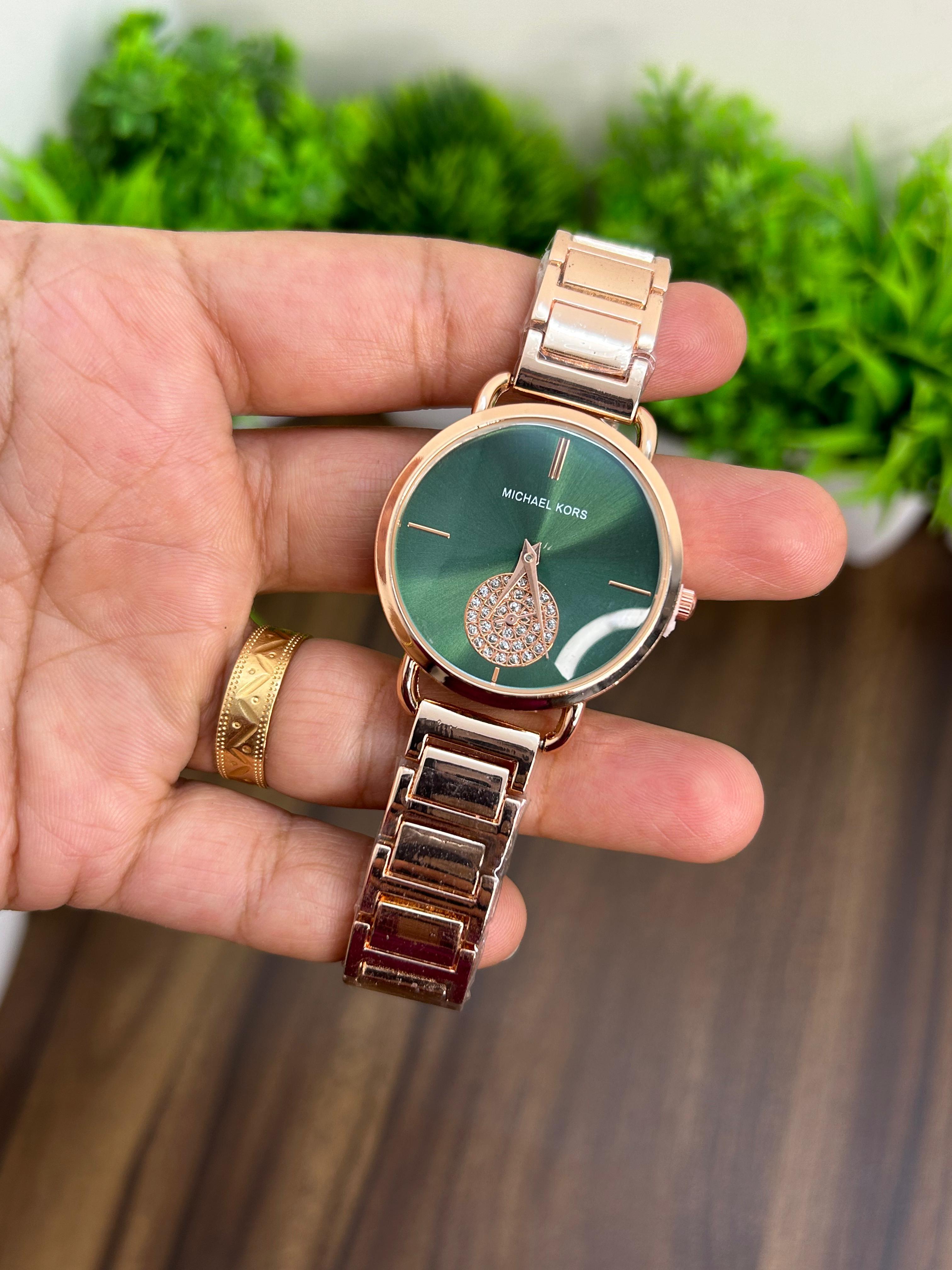 MK FOR LADIES PORTIA ROSEGOLD- GREEN