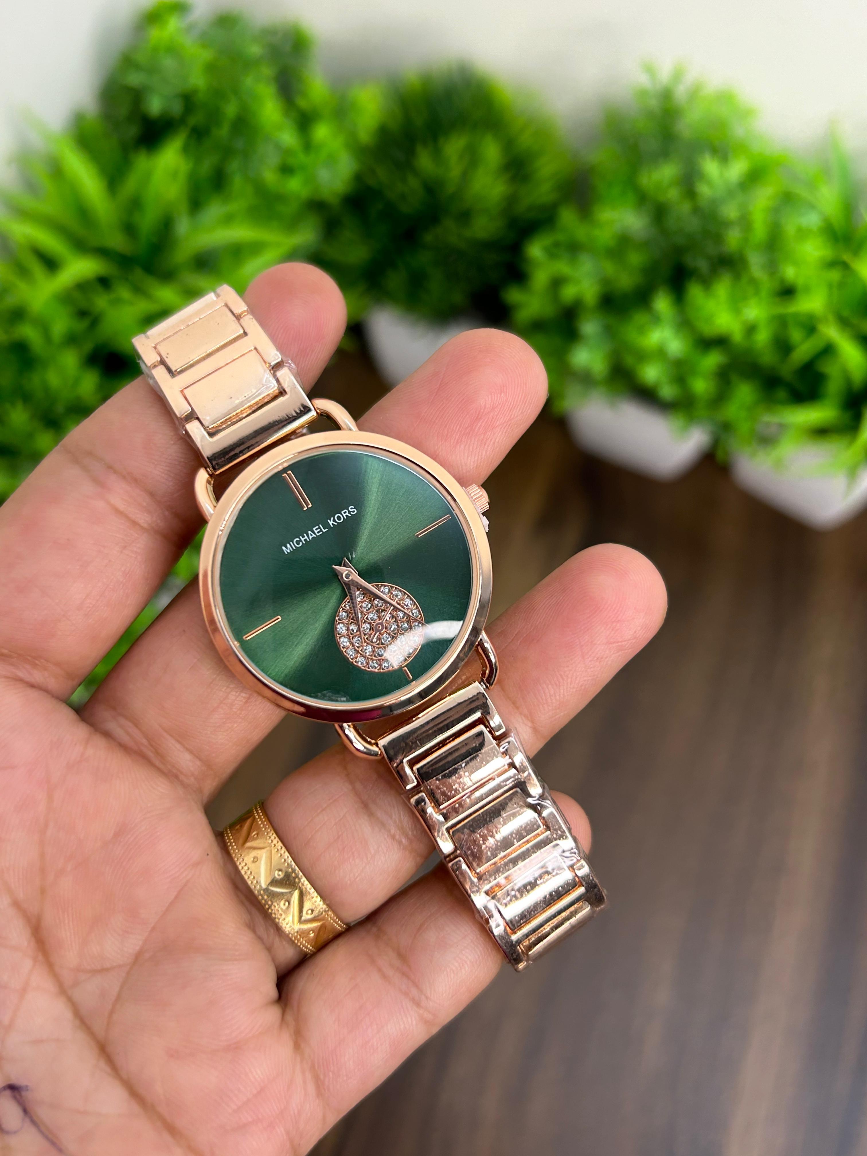 MK FOR LADIES PORTIA ROSEGOLD- GREEN
