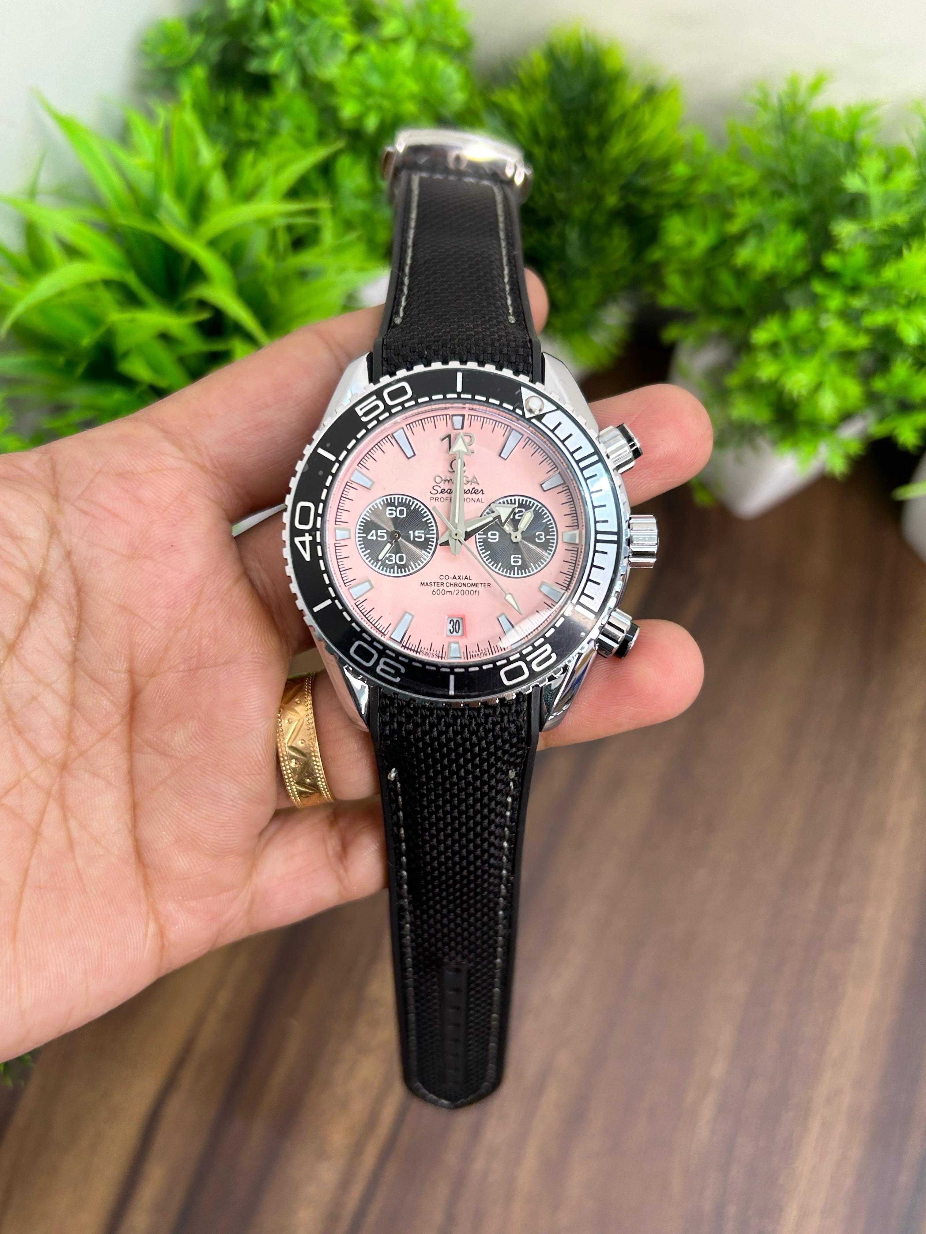 OMEGA SEAMASTER PINK DIAL WITH BLACK STRAP