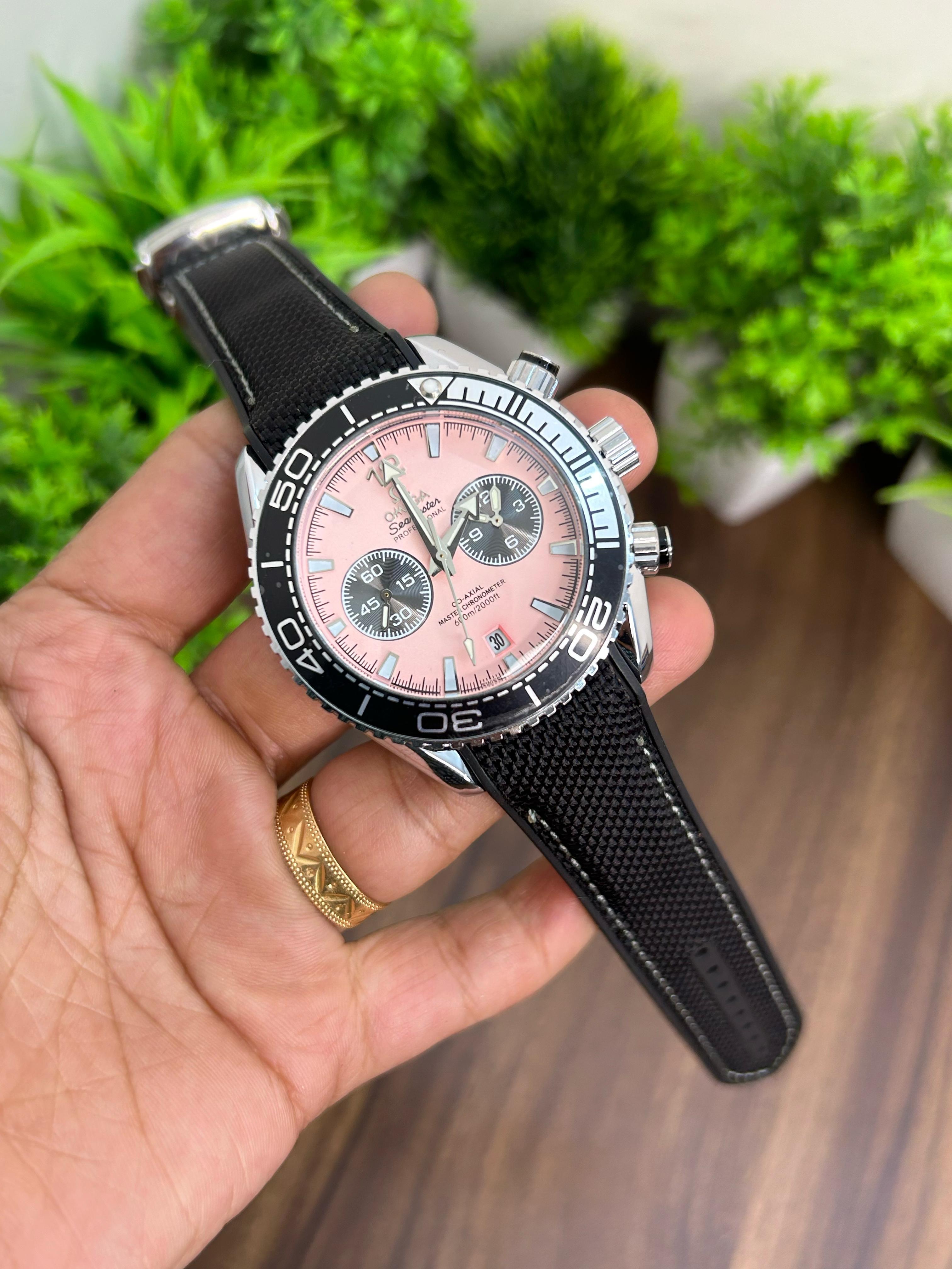 OMEGA SEAMASTER PINK DIAL WITH BLACK STRAP