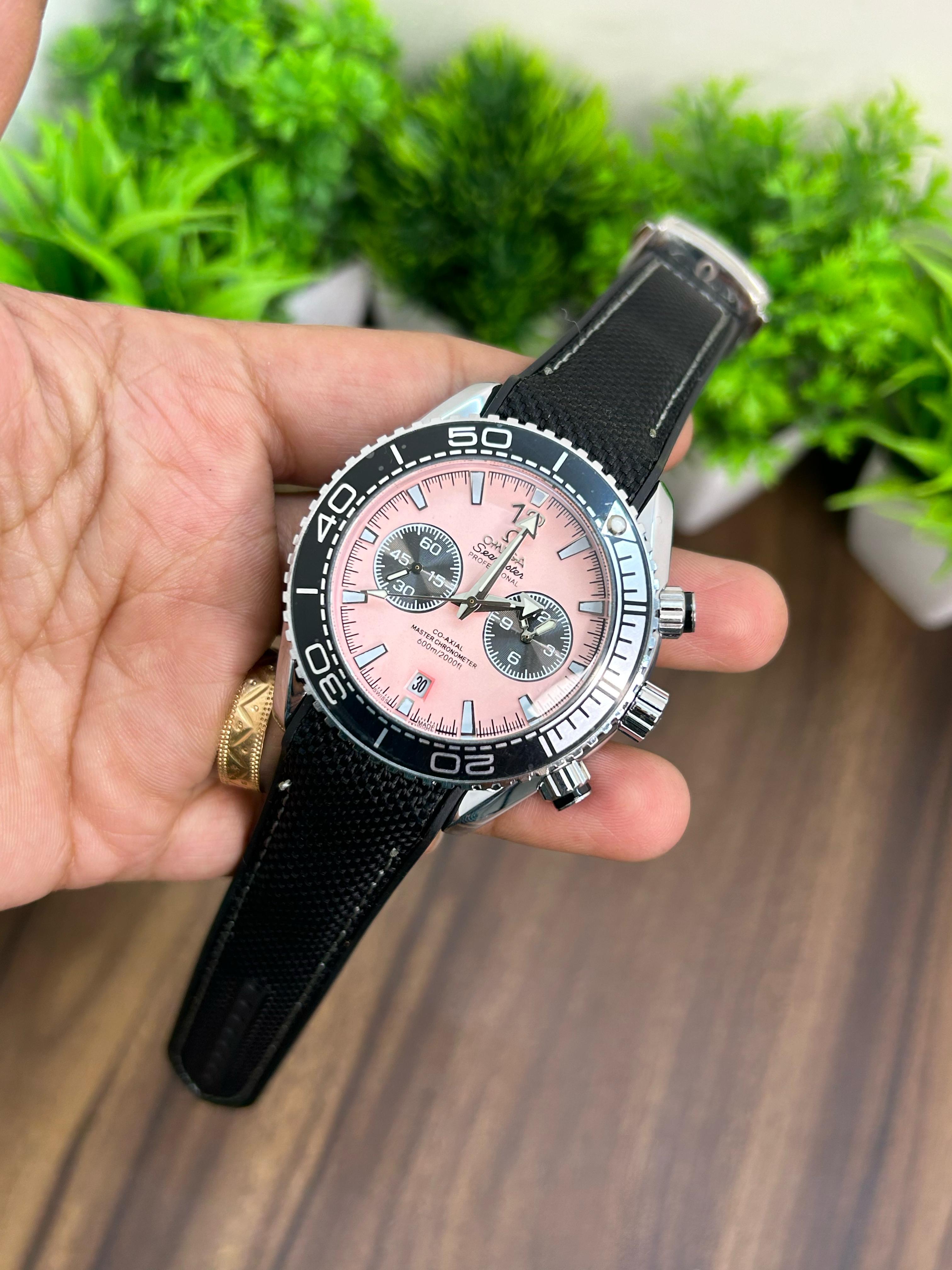 OMEGA SEAMASTER PINK DIAL WITH BLACK STRAP