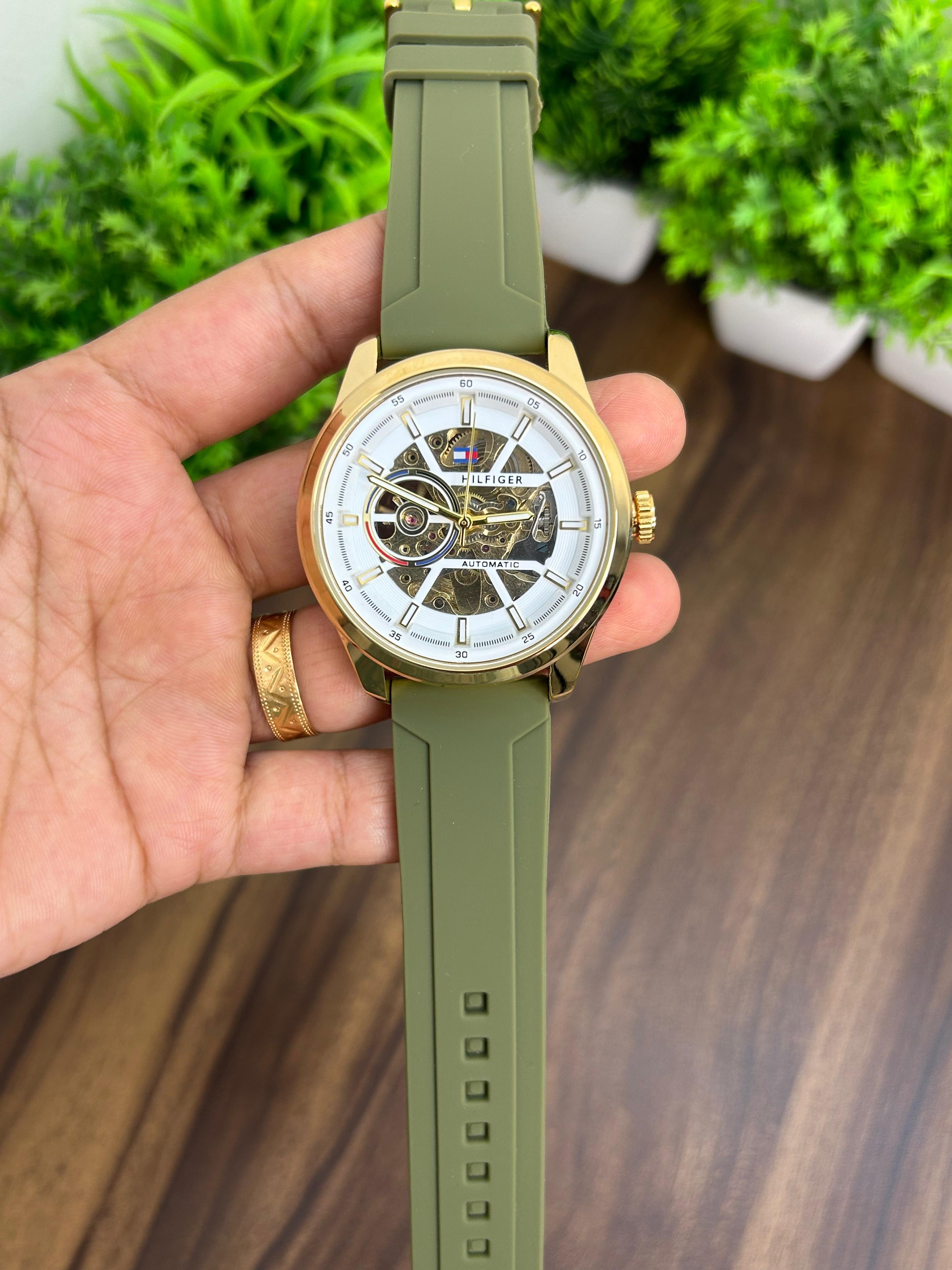 TOMM* HILFIG*R AUTOMATIC, GREEN STRAP