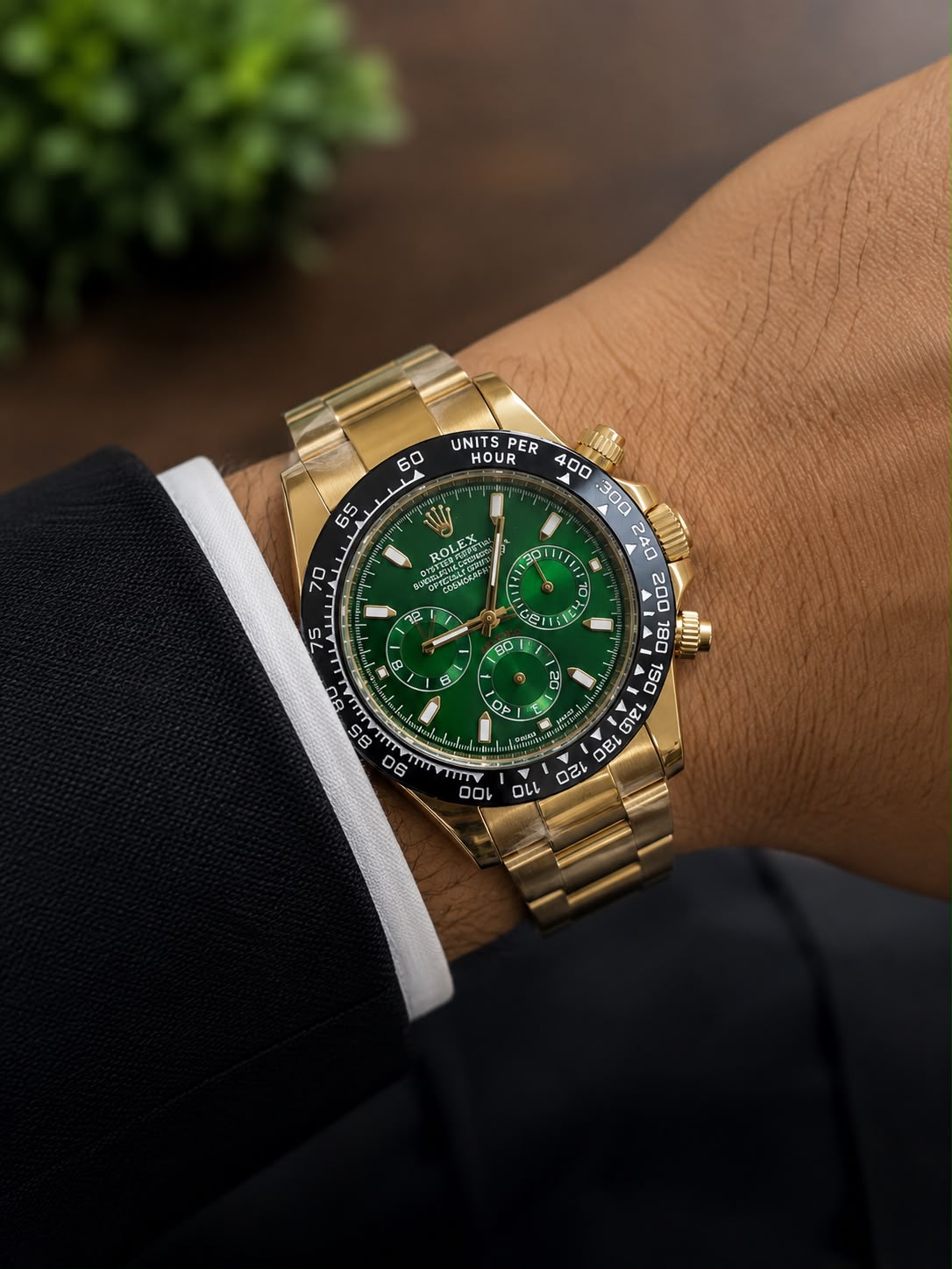 ROL*X DAYTONA, GOLD WITH GREEN DIAL