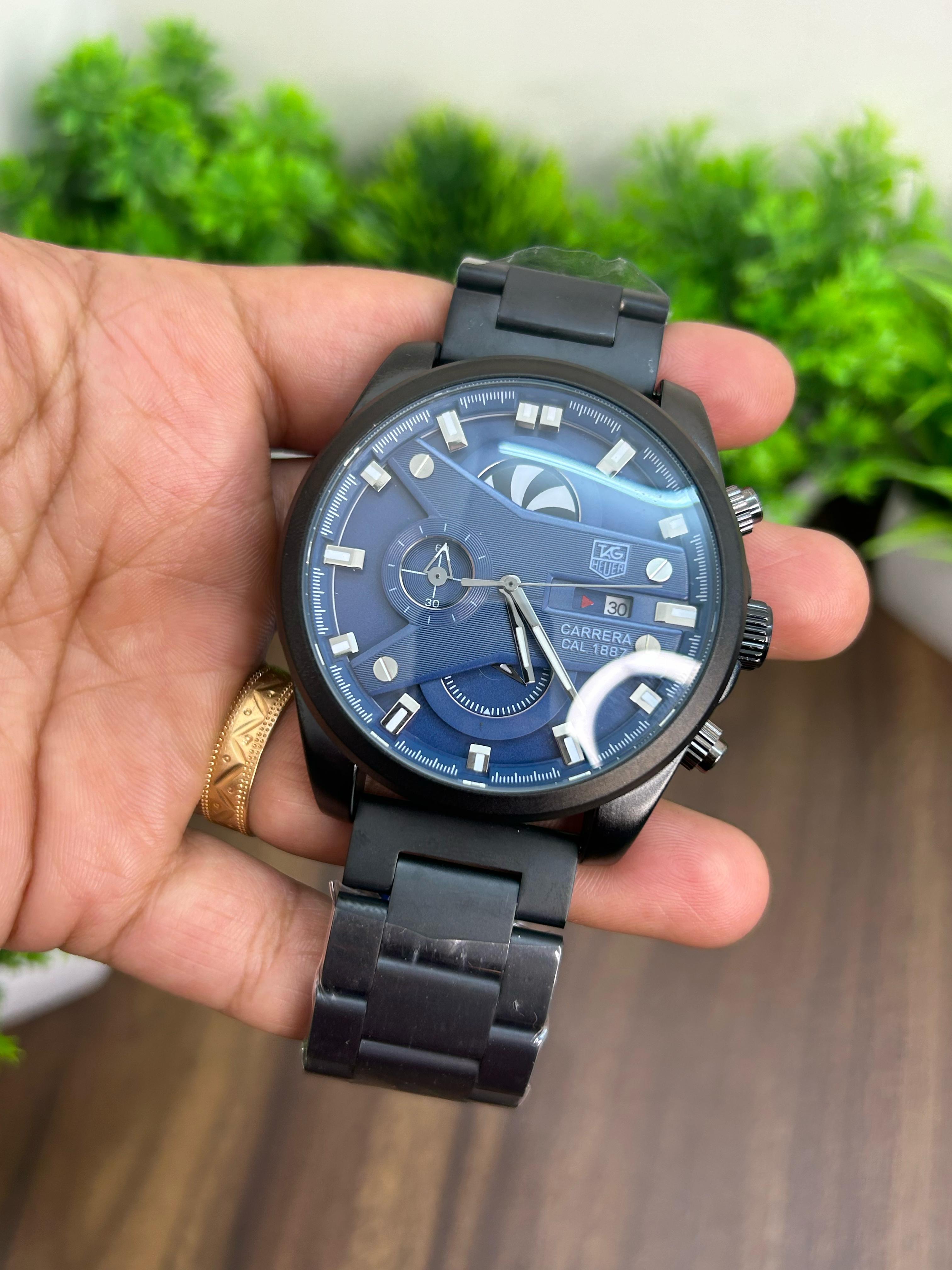 TAG HEUER CR7, BLUE WITH BLACK CHAIN