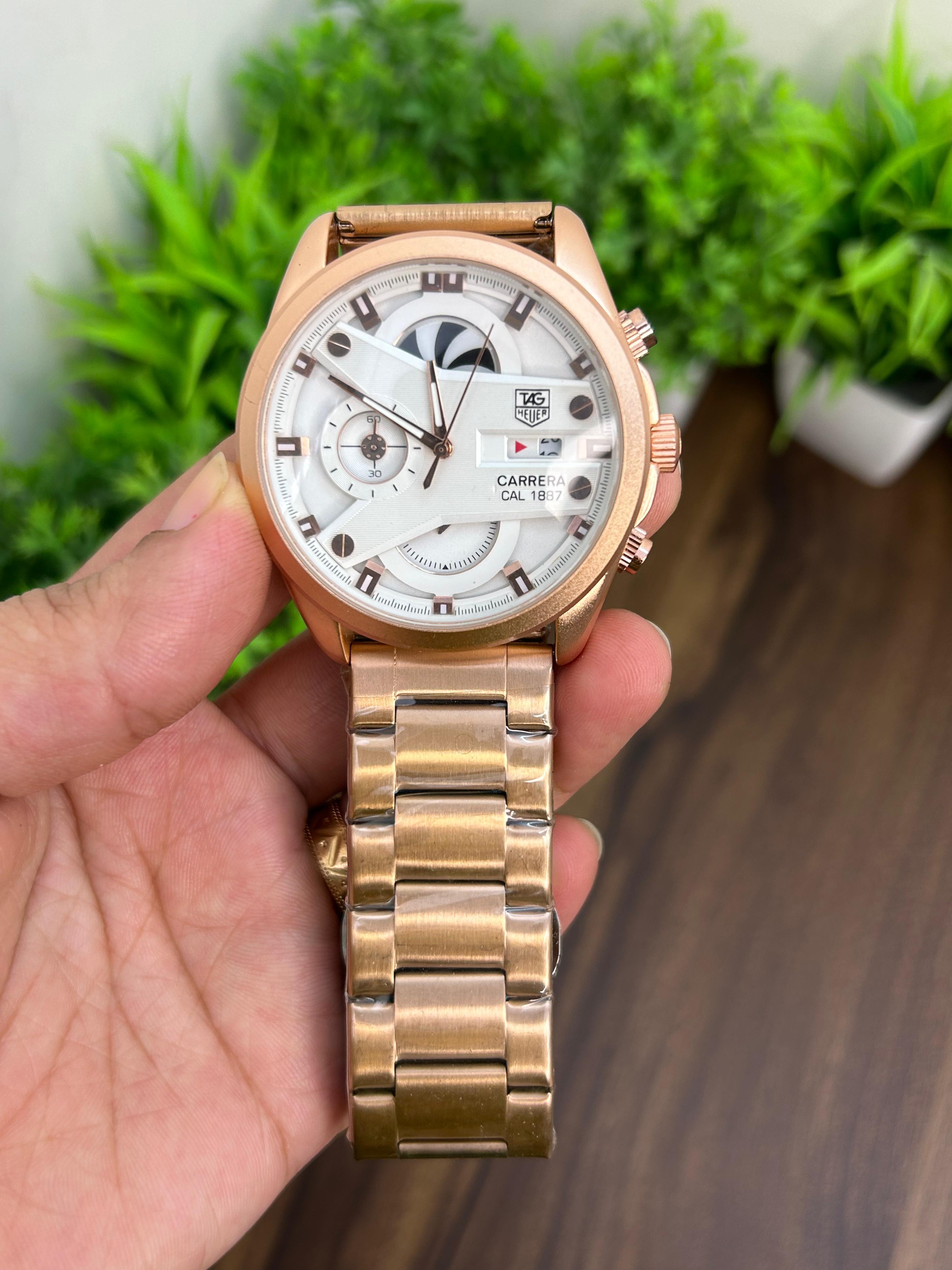 TAG HEUER CR7, WHITE DIAL WITH ROSE GOLD CHAIN