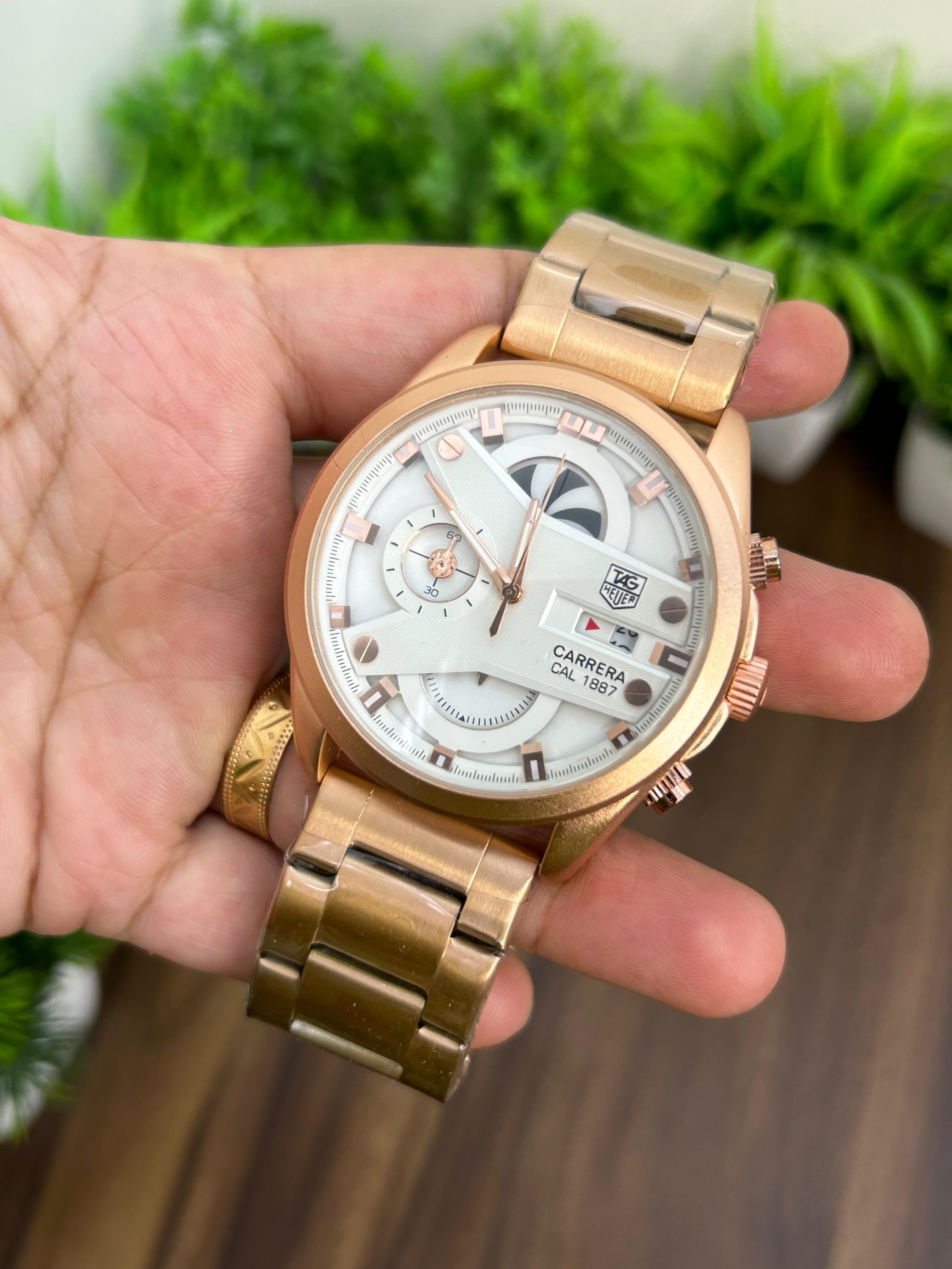 TAG HEUER CR7, WHITE DIAL WITH ROSE GOLD CHAIN