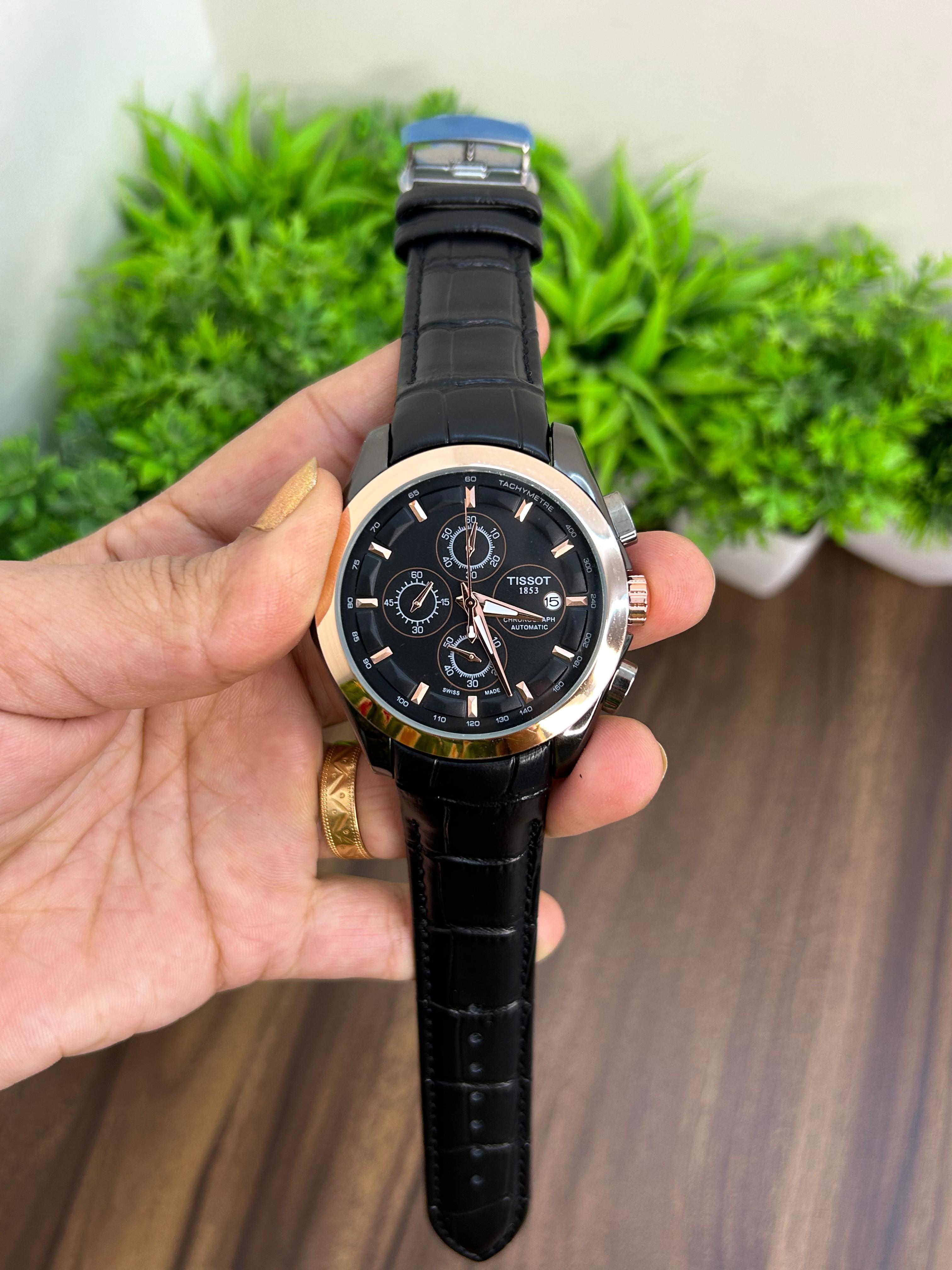 TISSOT COUTURIER 1853, BLACK STRAP WITH BLACK DIAL