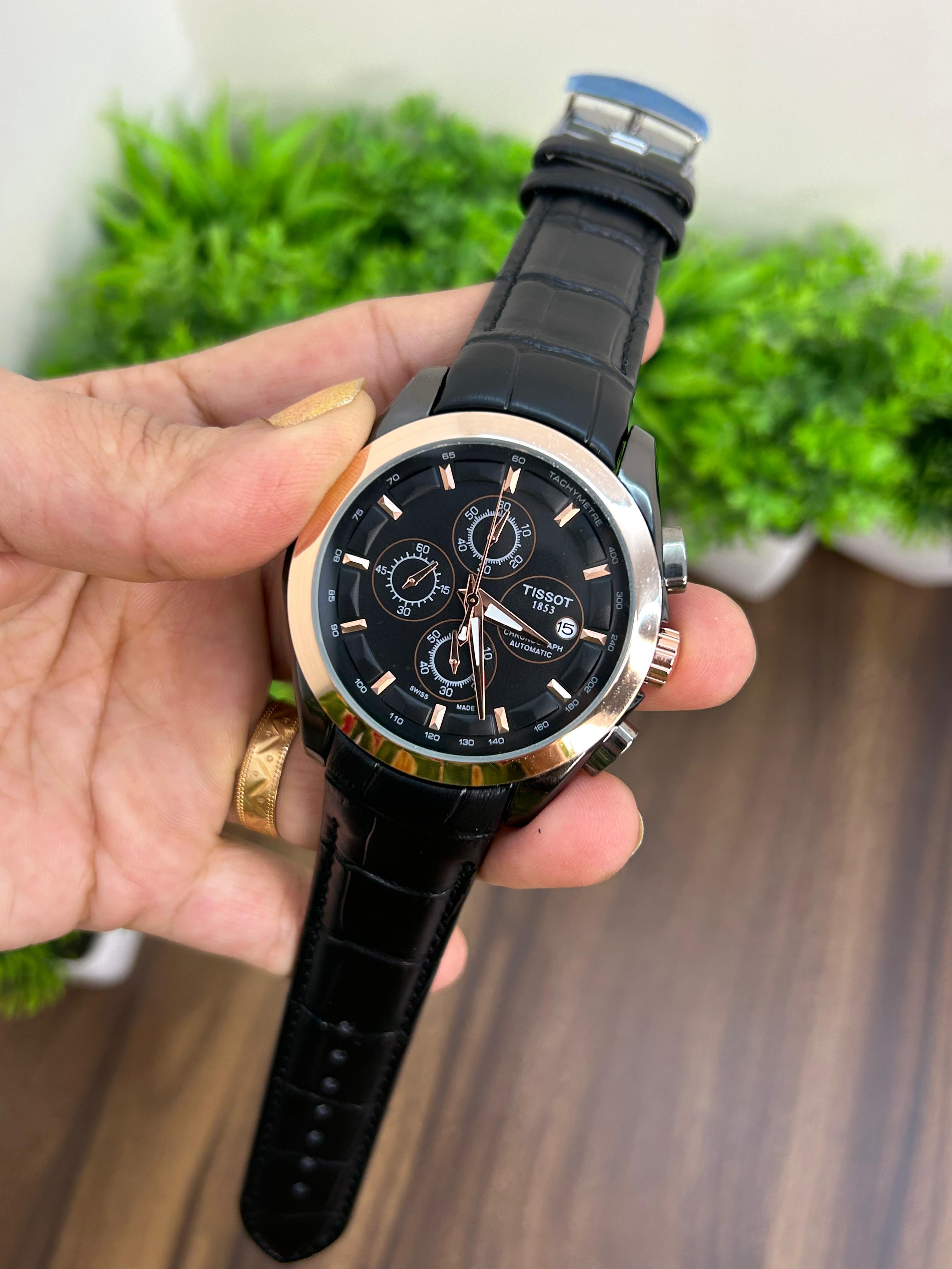TISSOT COUTURIER 1853, BLACK STRAP WITH BLACK DIAL