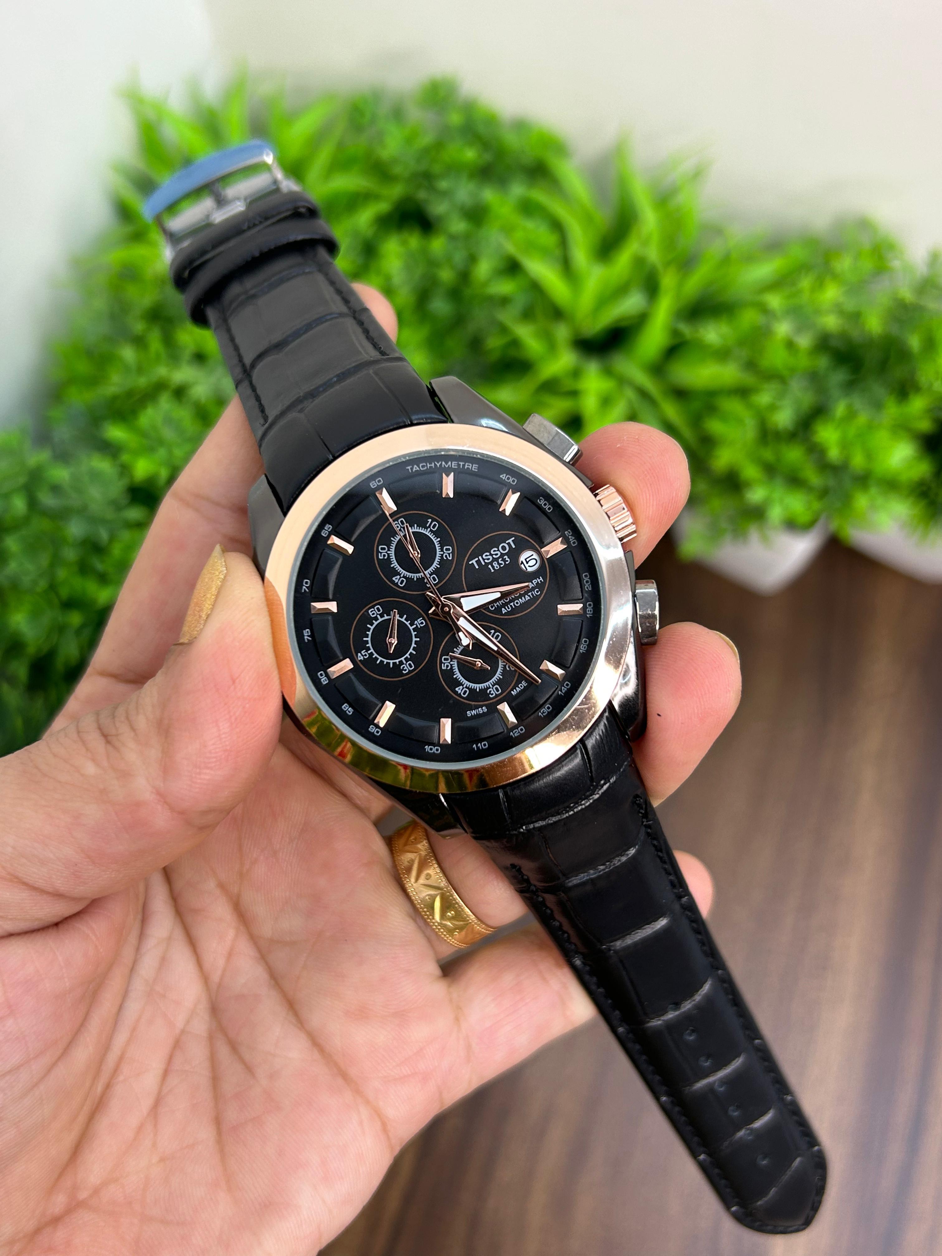 TISSOT COUTURIER 1853, BLACK STRAP WITH BLACK DIAL