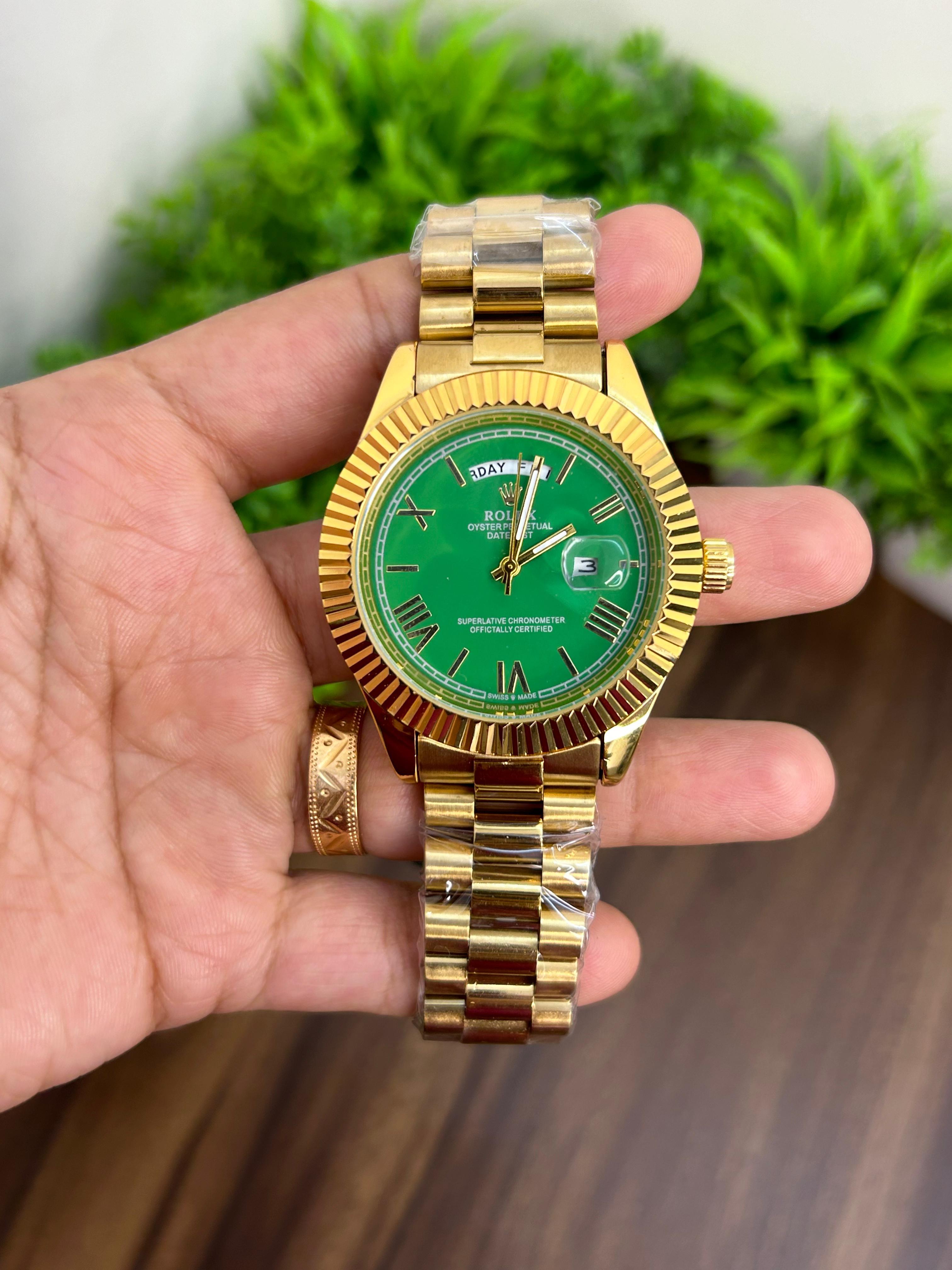 ROLEX DAY DATE, GOLDEN WITH GREEN DIAL 6541