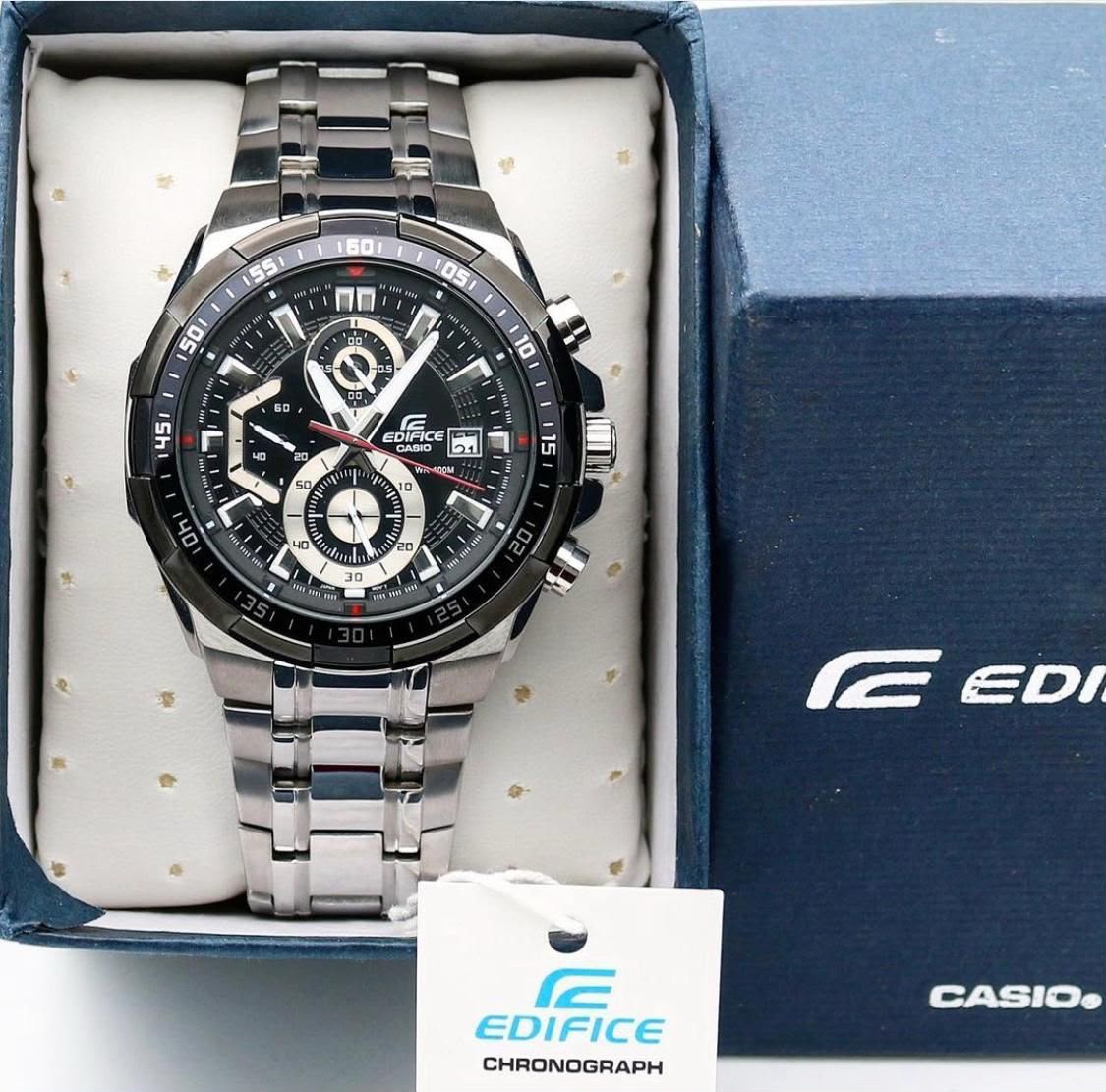 EDIFICE EFR539D BLACK DIAL WITH SILVER BODY 9517