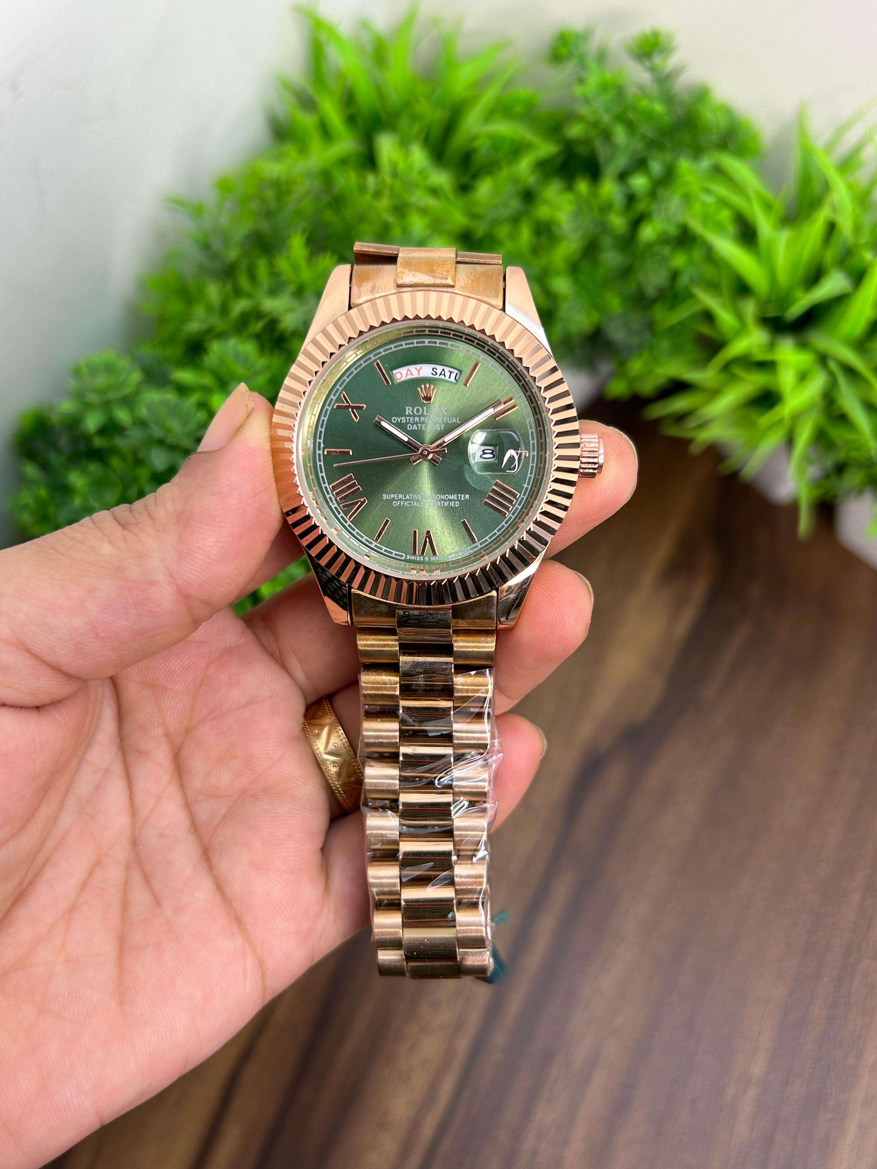 ROLEX DAY DATE, ROSE GOLD WITH LIGHT GREEN DIAL 6546