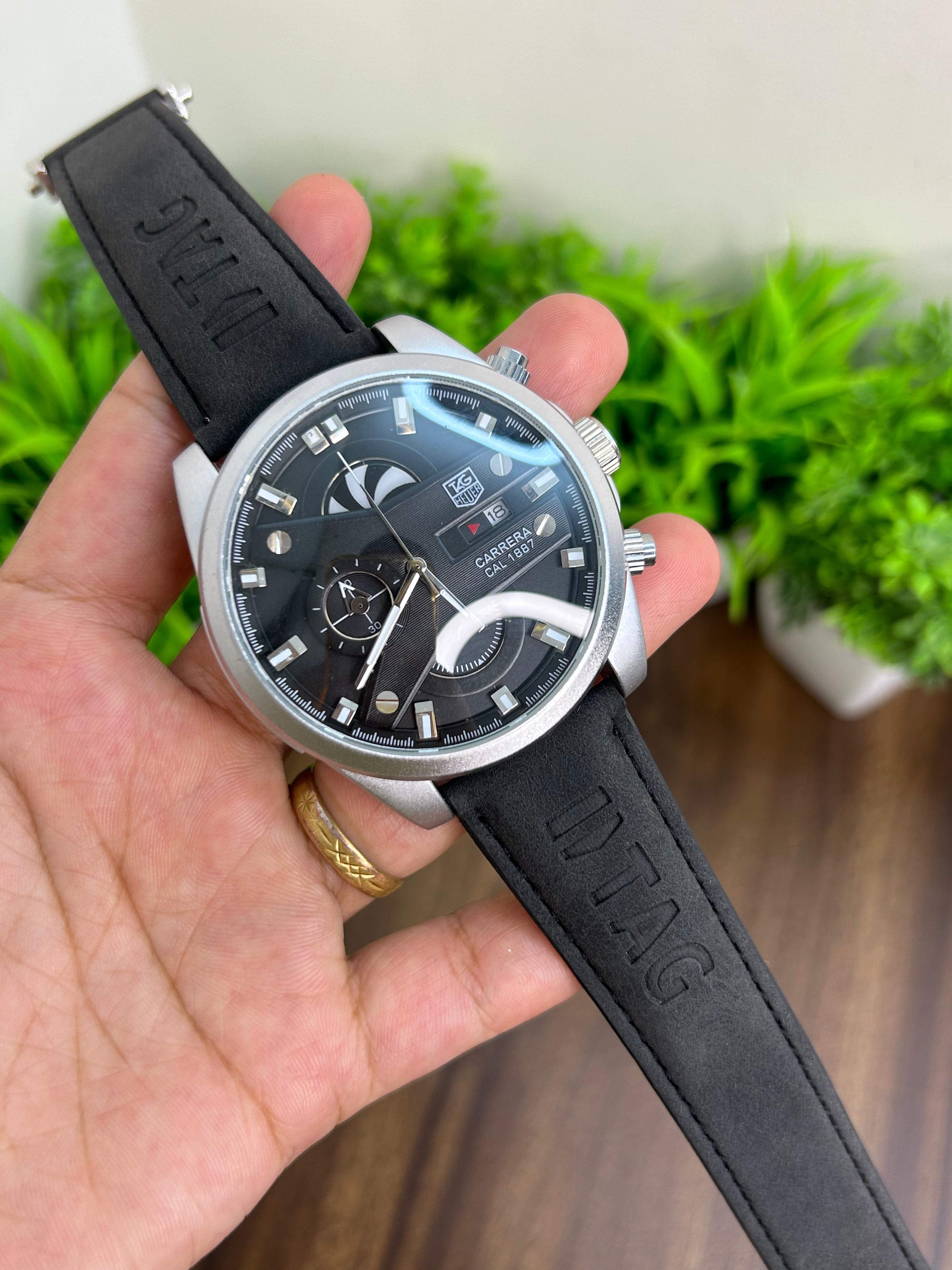 TAG HEUER CR7, BLACK STRAP SILVER BODY