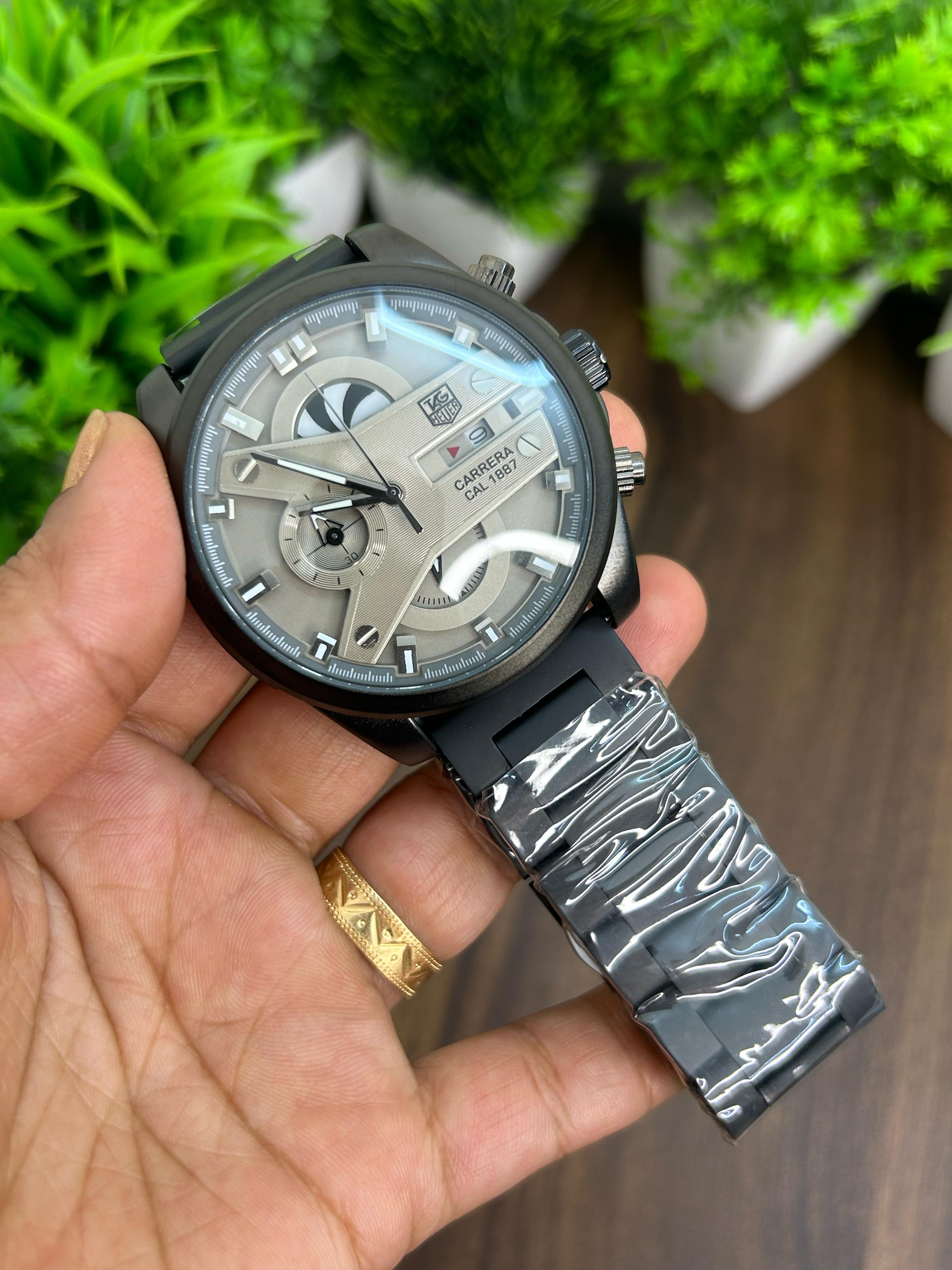 TAG HEUER CR7, GREY WITH BLACK CHAIN