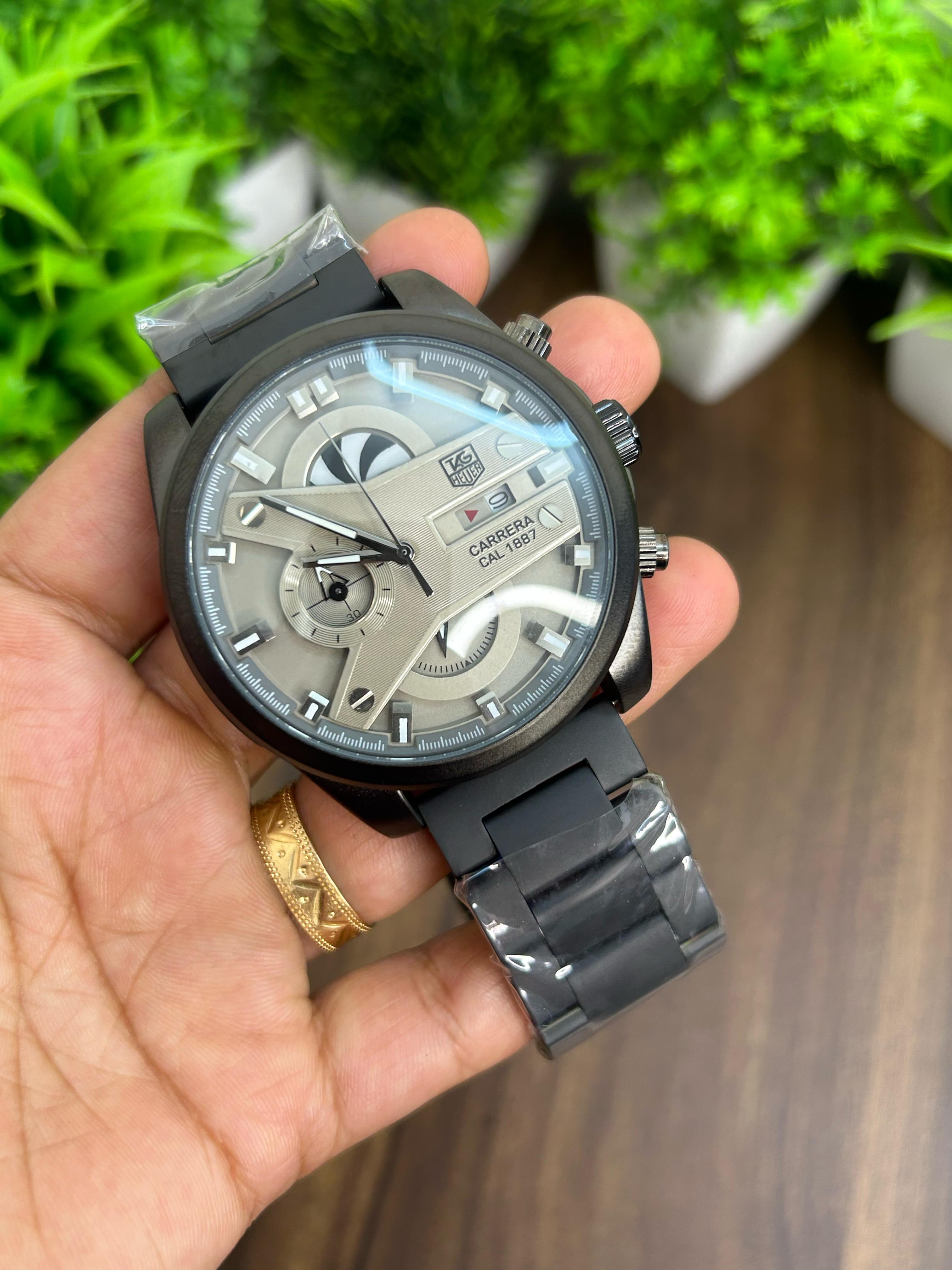 TAG HEUER CR7, GREY WITH BLACK CHAIN