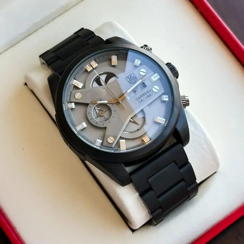 TAG HEUER CR7, GREY WITH BLACK CHAIN