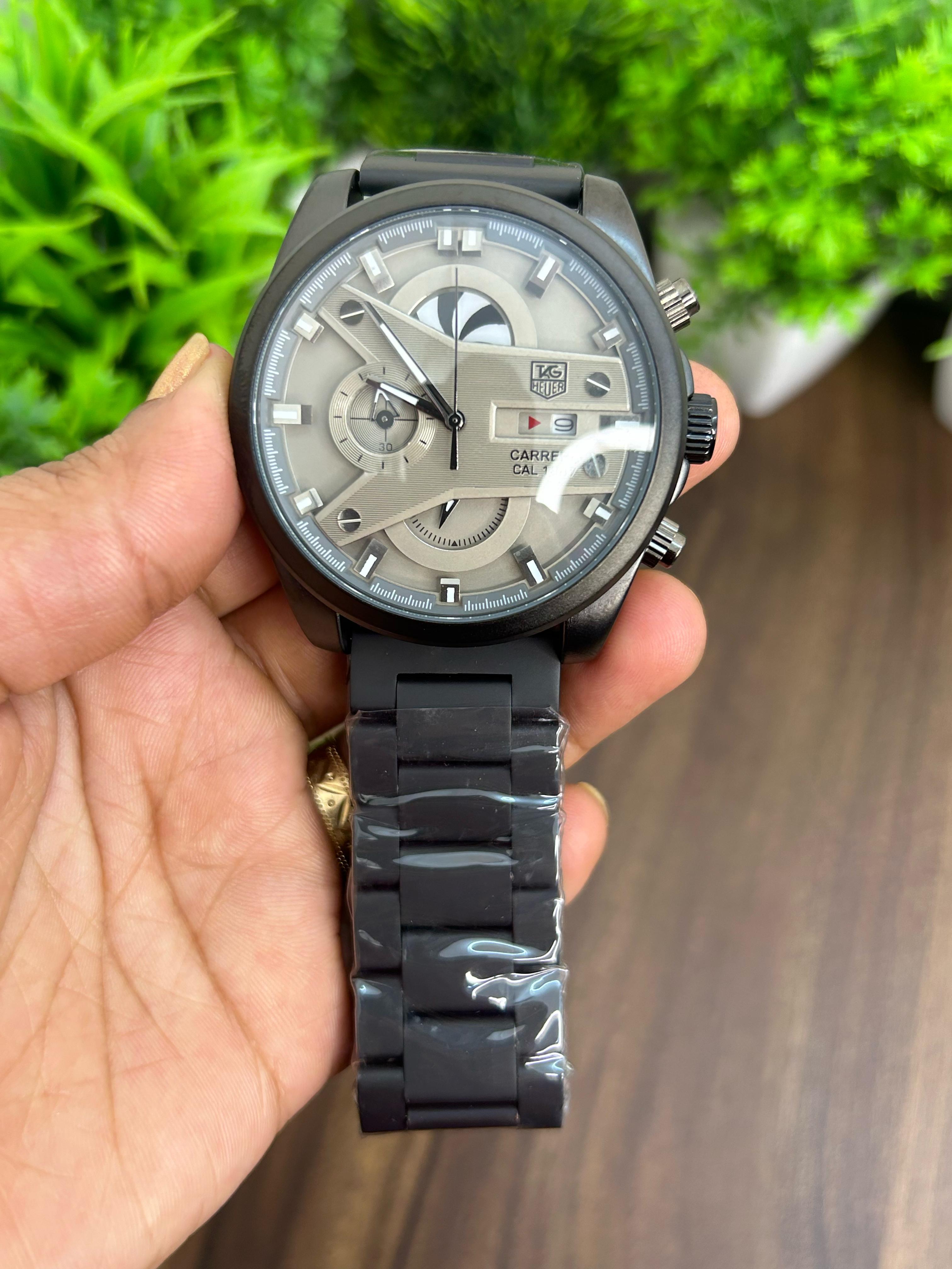 TAG HEUER CR7, GREY WITH BLACK CHAIN