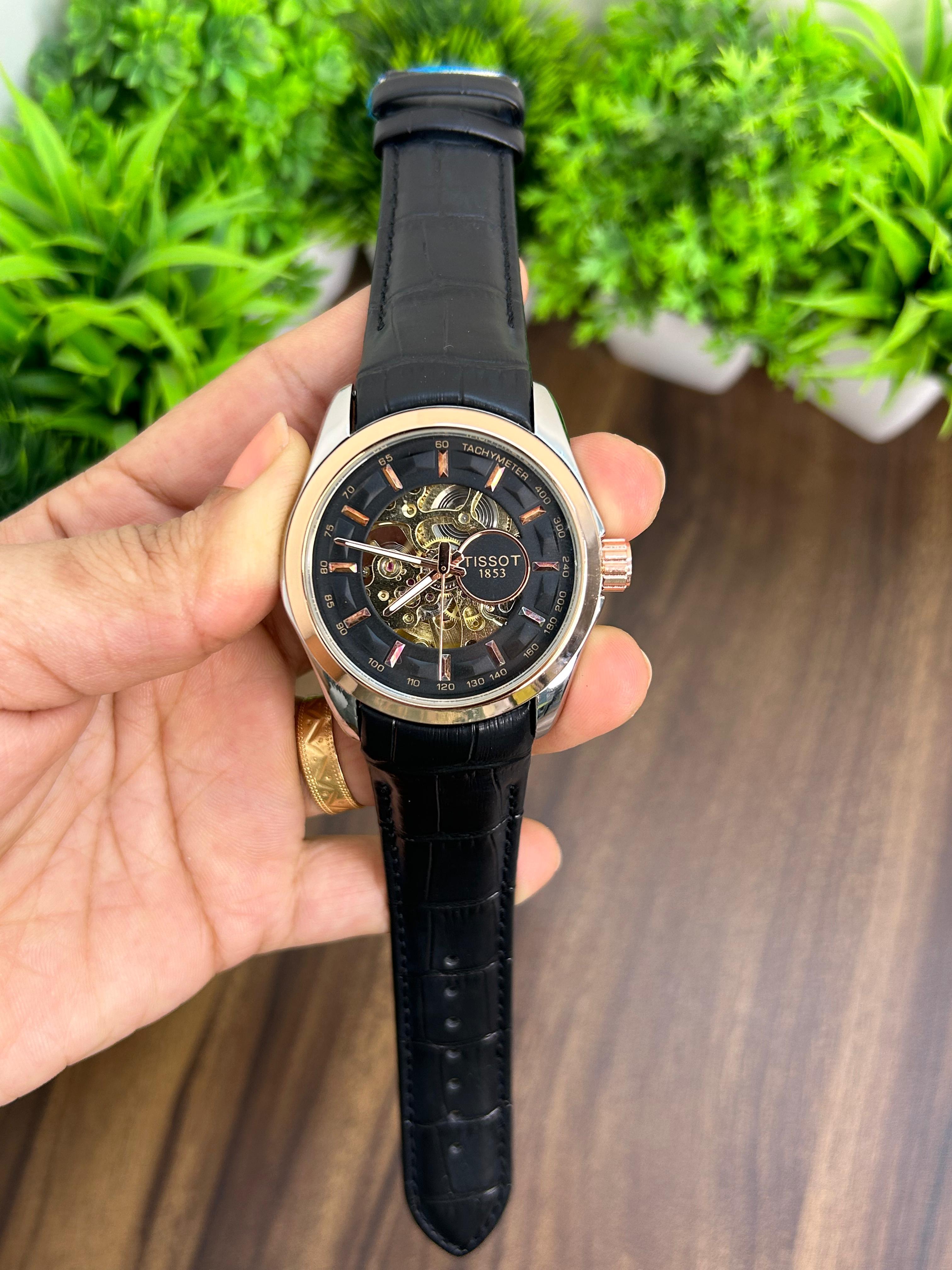 TISSOT AUTOMATIC BLACK STRAP PREMIUM QUALITY MEN'S WATCH