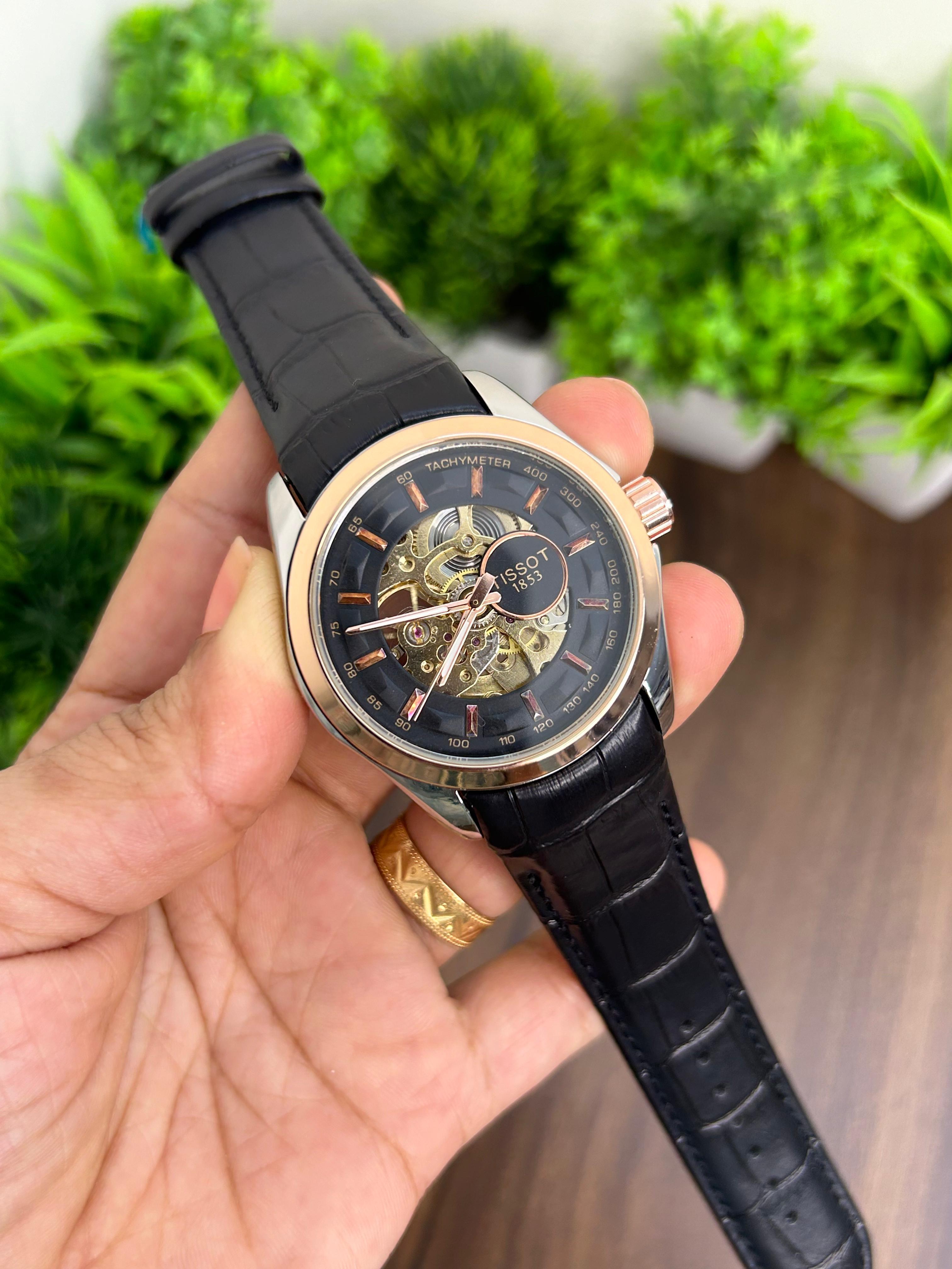 TISSOT AUTOMATIC BLACK STRAP PREMIUM QUALITY MEN'S WATCH