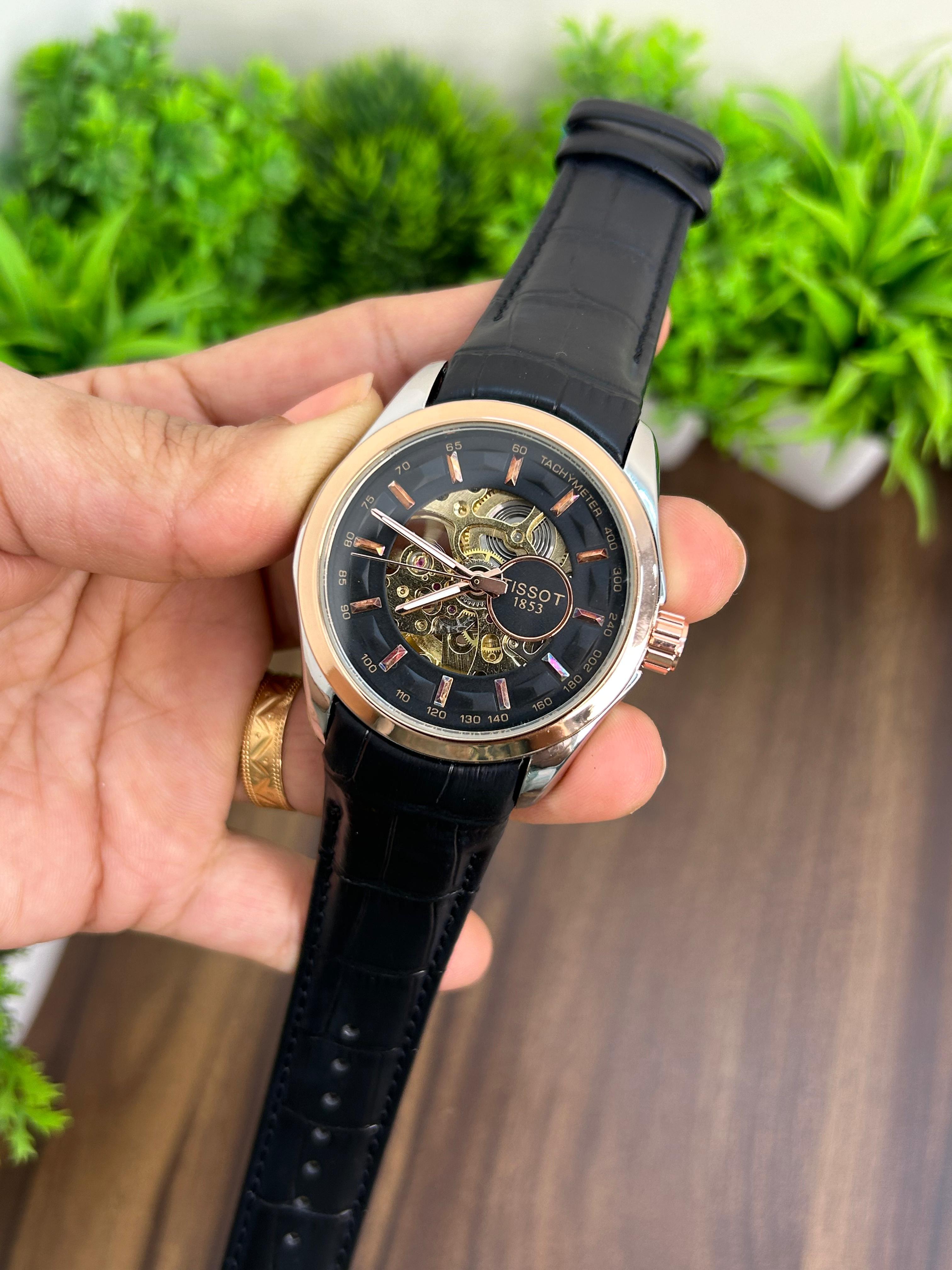 TISSOT AUTOMATIC BLACK STRAP PREMIUM QUALITY MEN'S WATCH