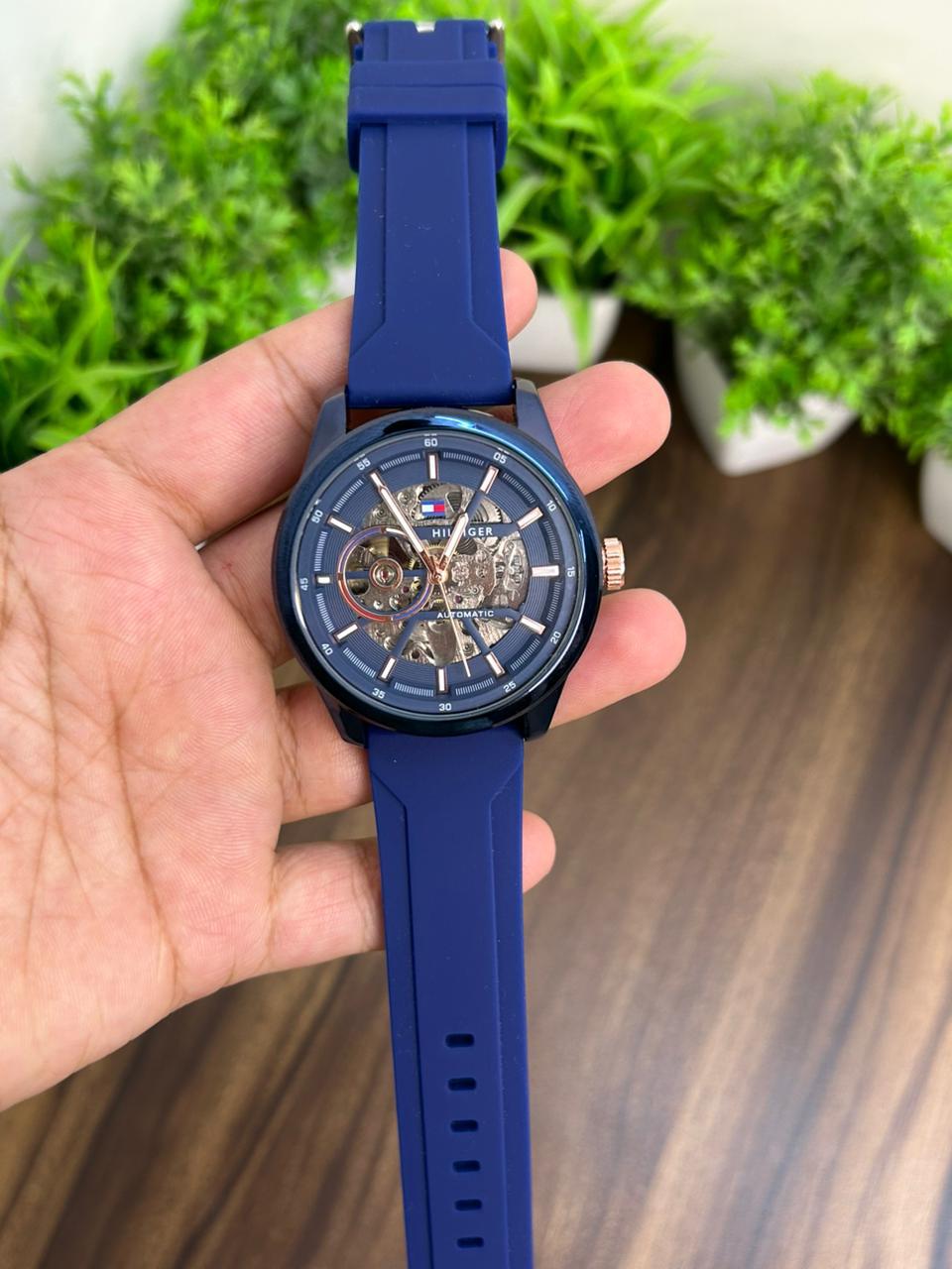 TOMMY AUTOMATIC, ALL BLUE WITH SILICON STRAP
